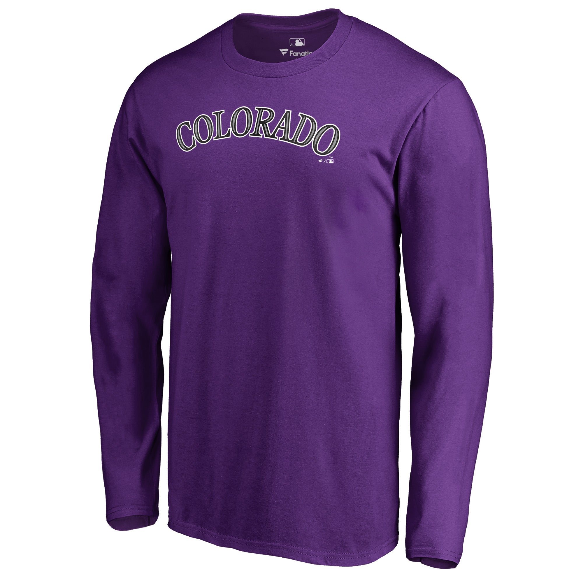 Men's Purple Colorado Rockies Team Wordmark Long Sleeve T-Shirt