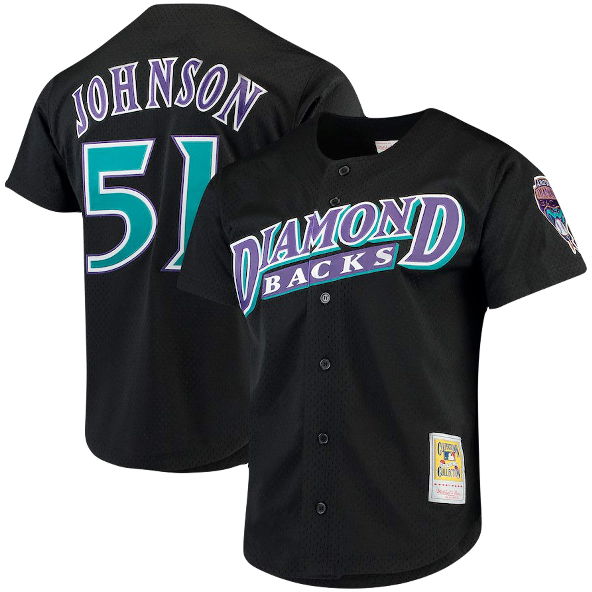 Men's Mitchell & Ness Randy Johnson Black Arizona Diamondbacks Big & Tall Cooperstown Mesh Batting Practice Jersey