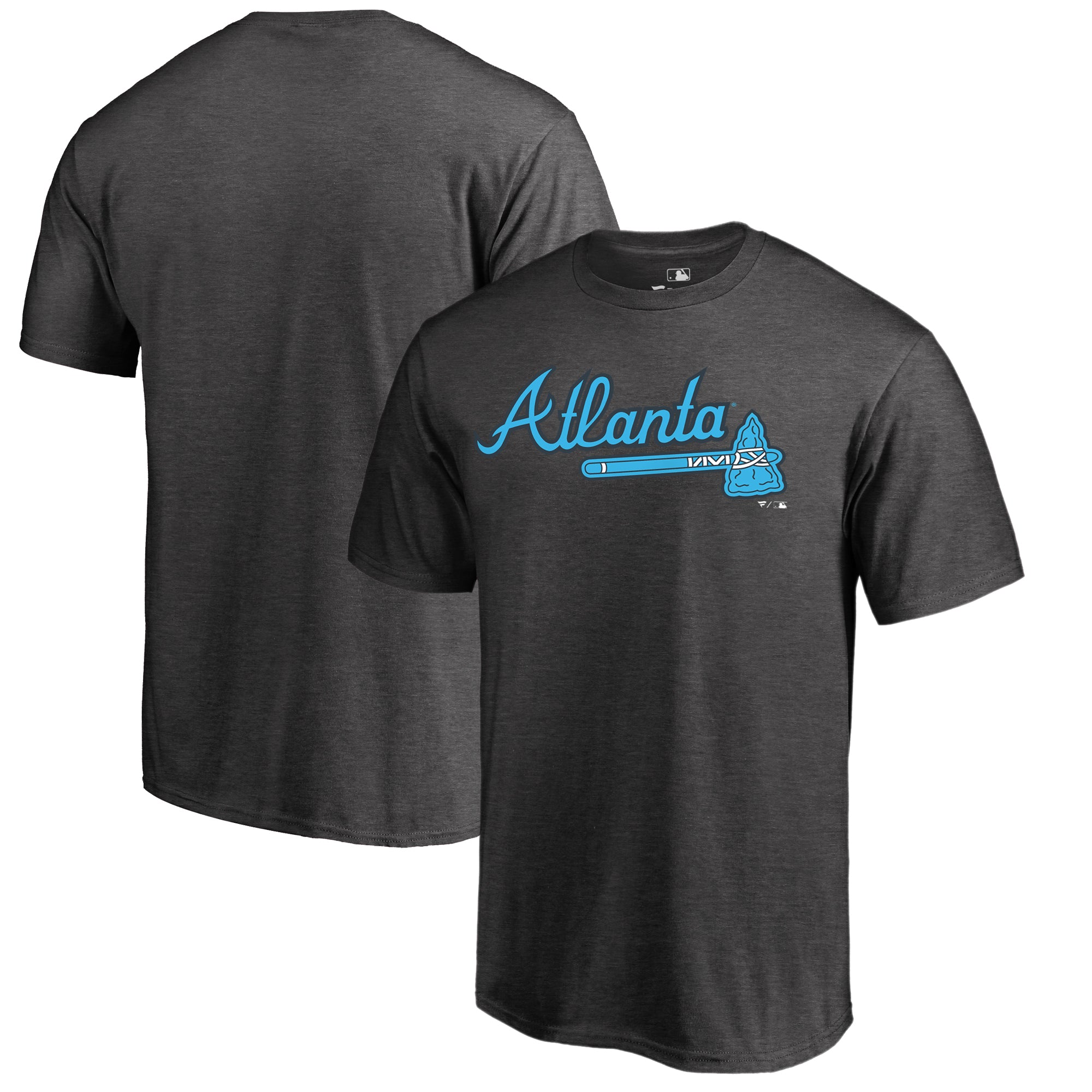 Men's Heathered Charcoal Atlanta Braves Blue Wordmark T-Shirt