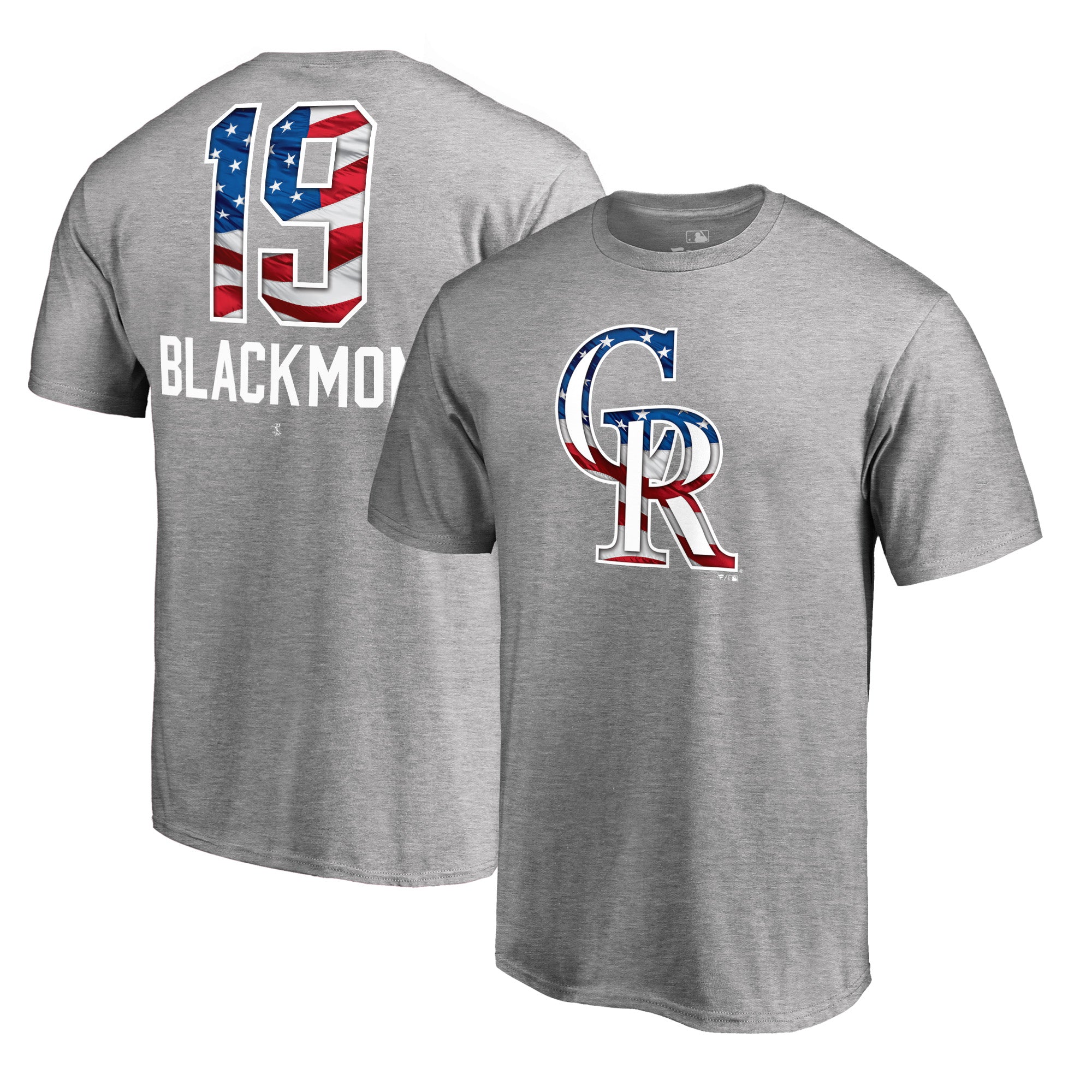 Men's Charlie Blackmon Heathered Gray Colorado Rockies Banner Wave Name & Number T-Shirt