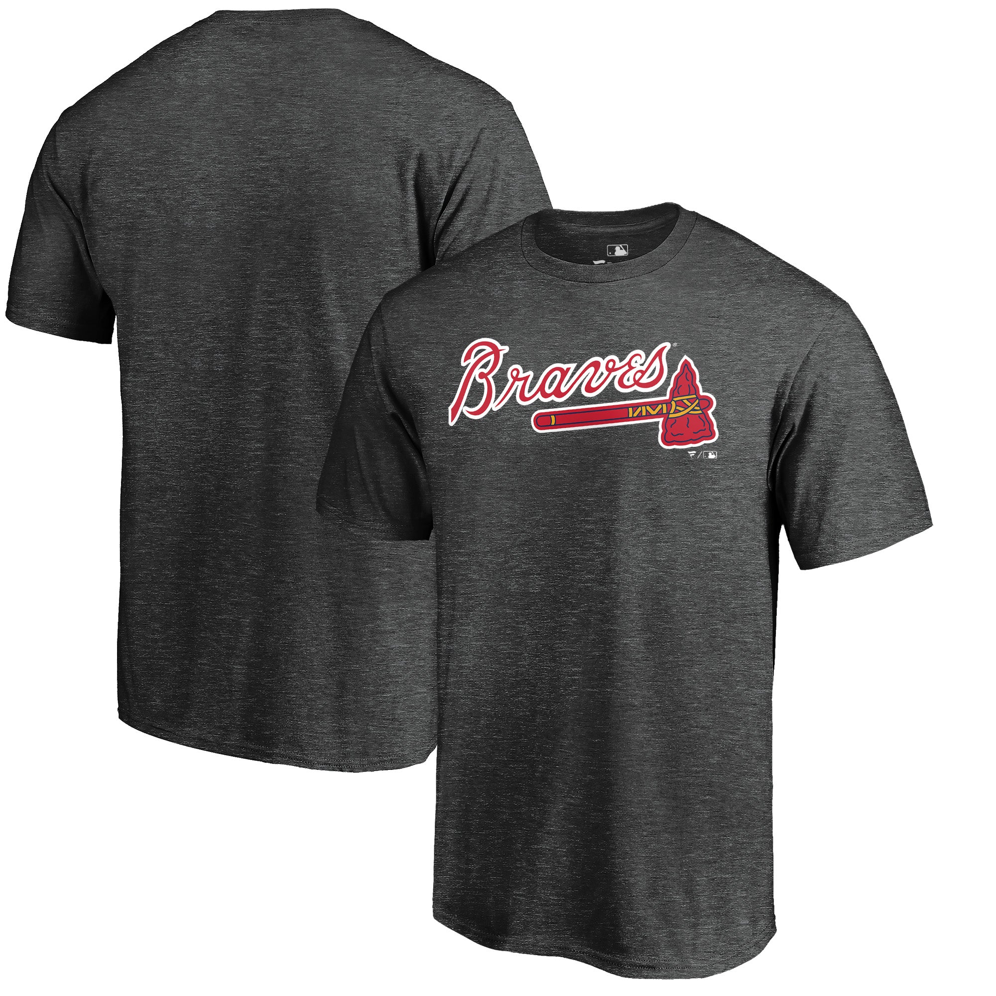 Men's Heathered Charcoal Atlanta Braves Team Wordmark T-Shirt