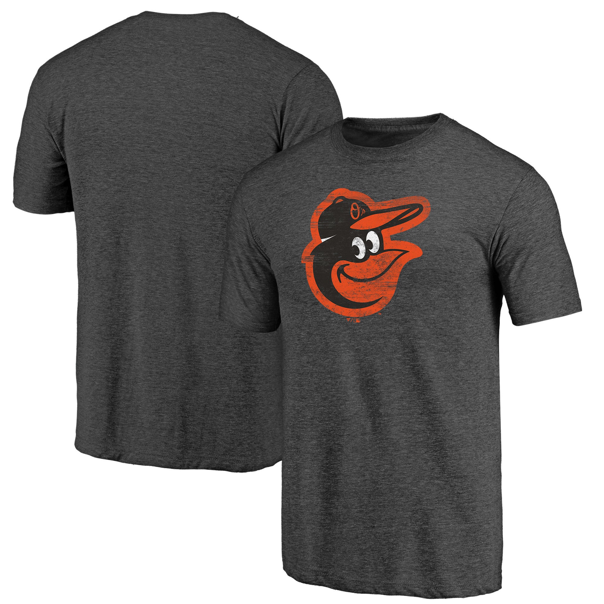 Men's Charcoal Baltimore Orioles Weathered Official Logo Tri-Blend T-Shirt