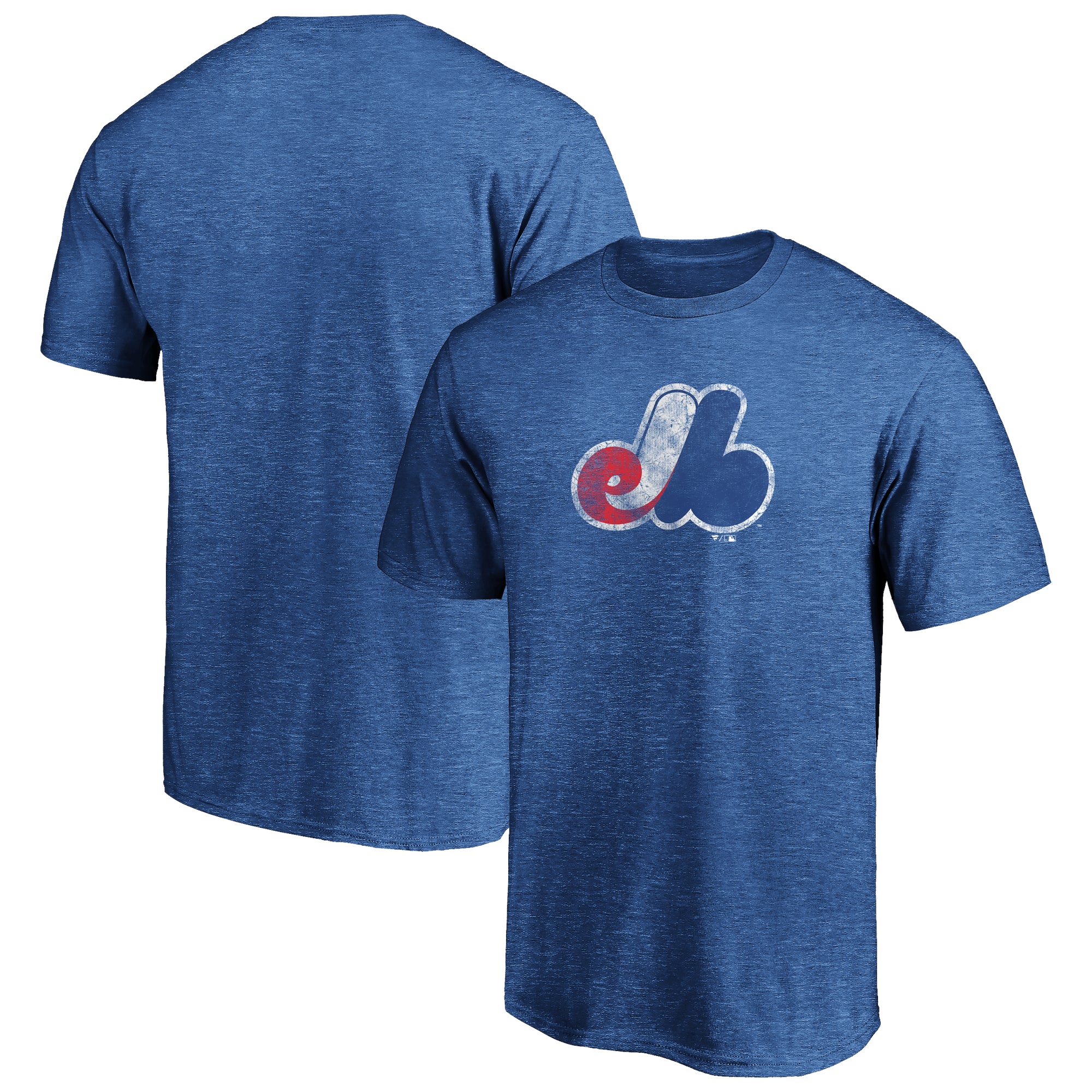 Men's Blue Montreal Expos Cooperstown Collection True Classics Throwback Logo Tri-Blend T-Shirt