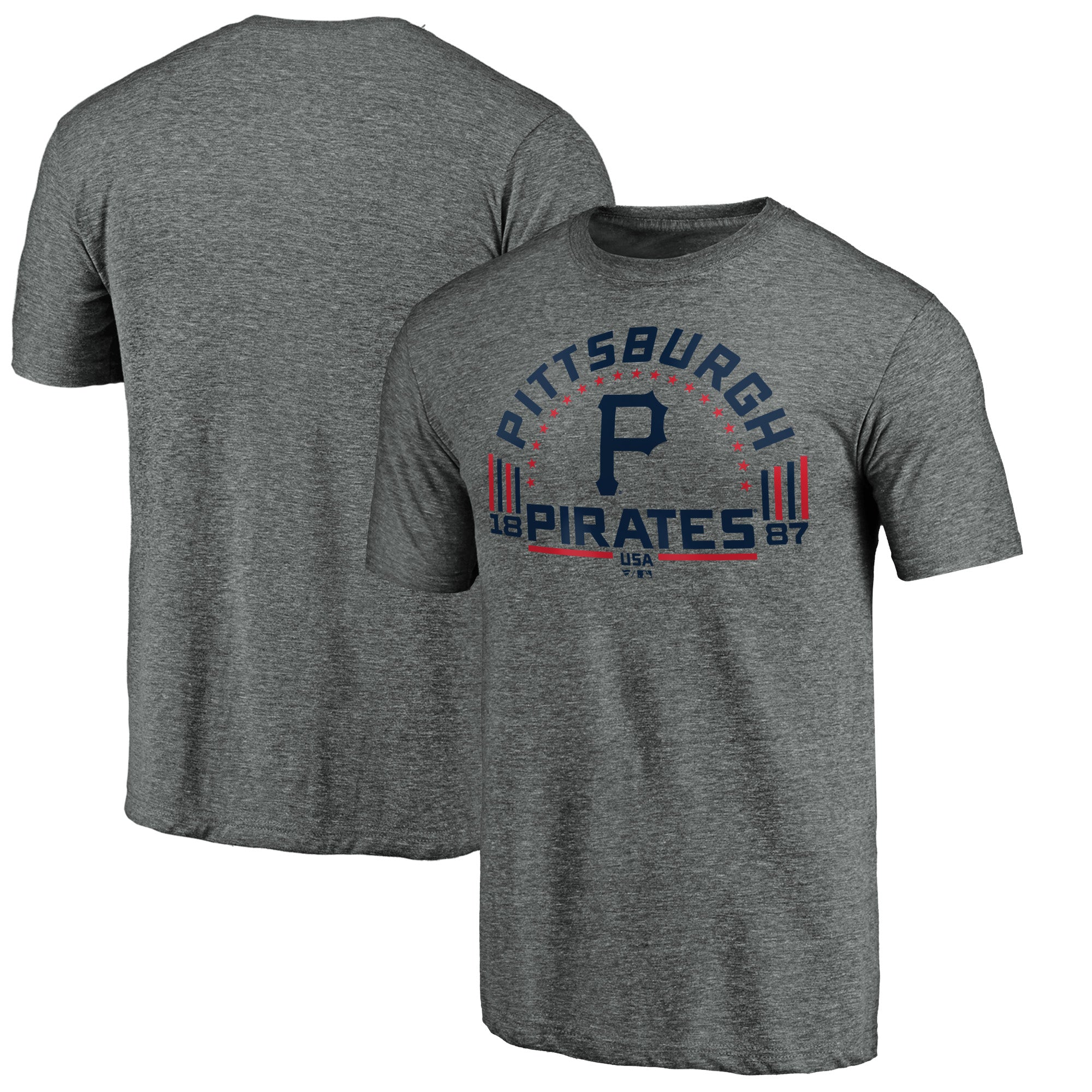 Men's Gray Pittsburgh Pirates Team Freedom Tri-Blend T-Shirt