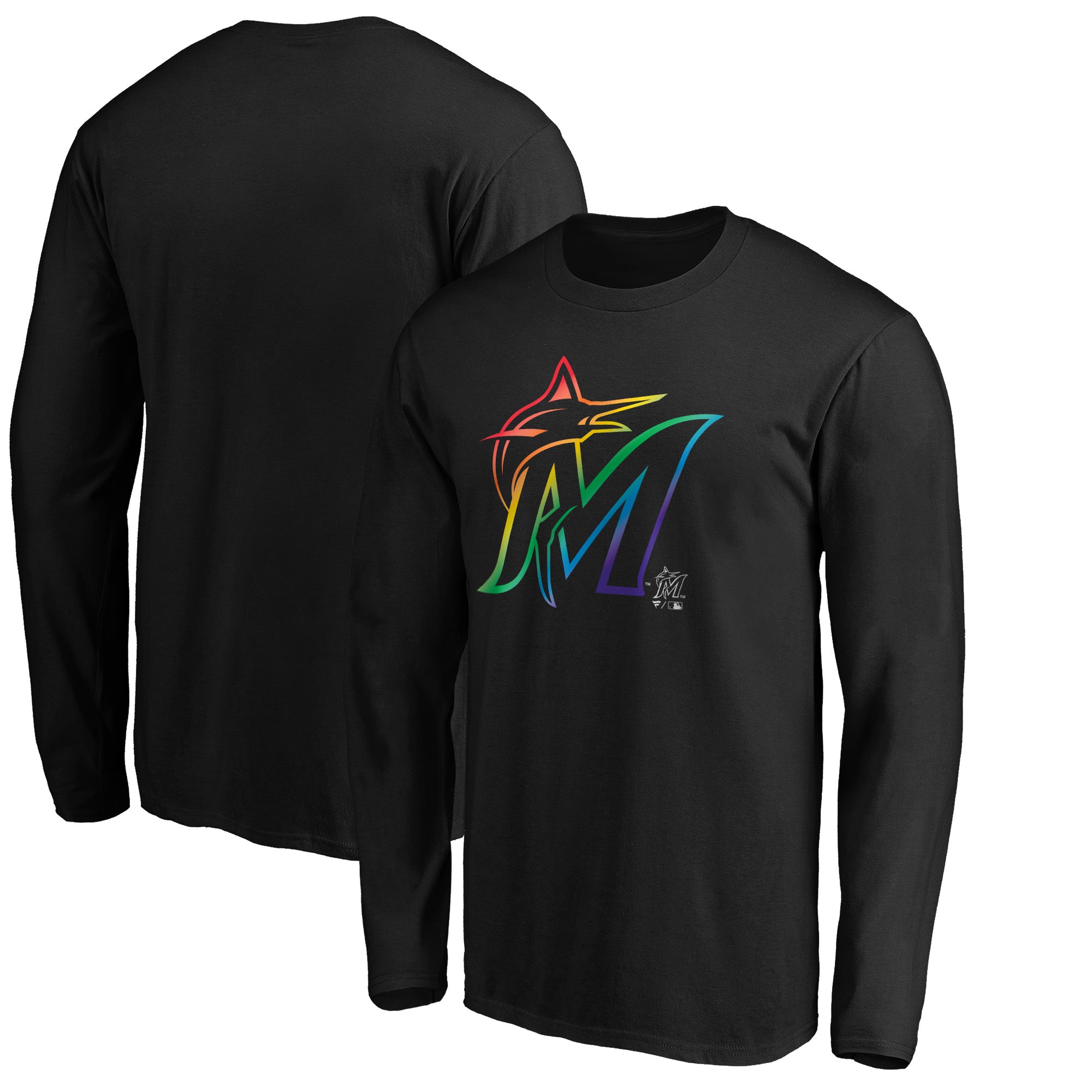 Men's Black Miami Marlins Team Pride Logo Long Sleeve T-Shirt
