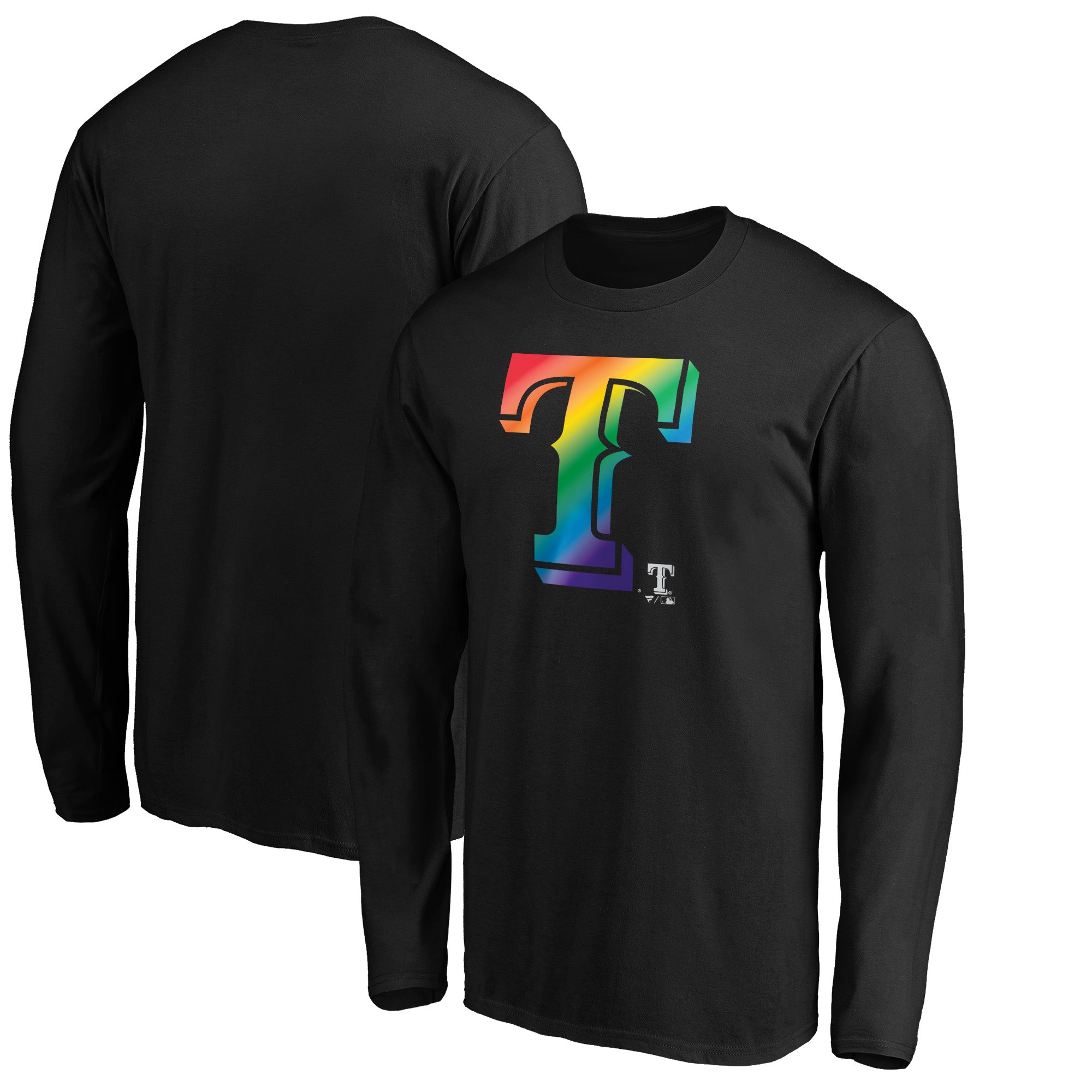 Men's Black Texas Rangers Team Pride Logo Long Sleeve T-Shirt