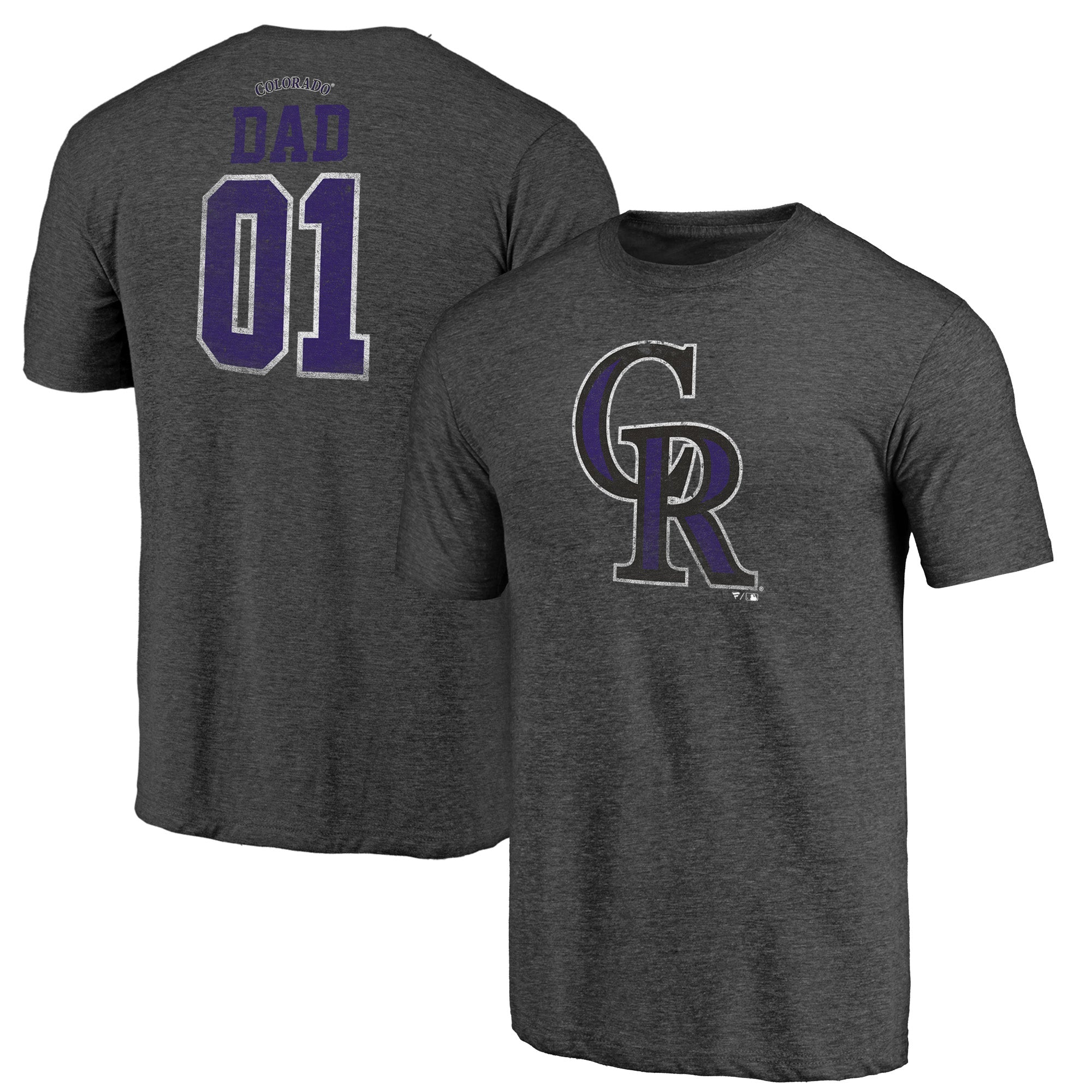 Men's Black Colorado Rockies Father's Day Greatest Dad Tri-Blend T-Shirt