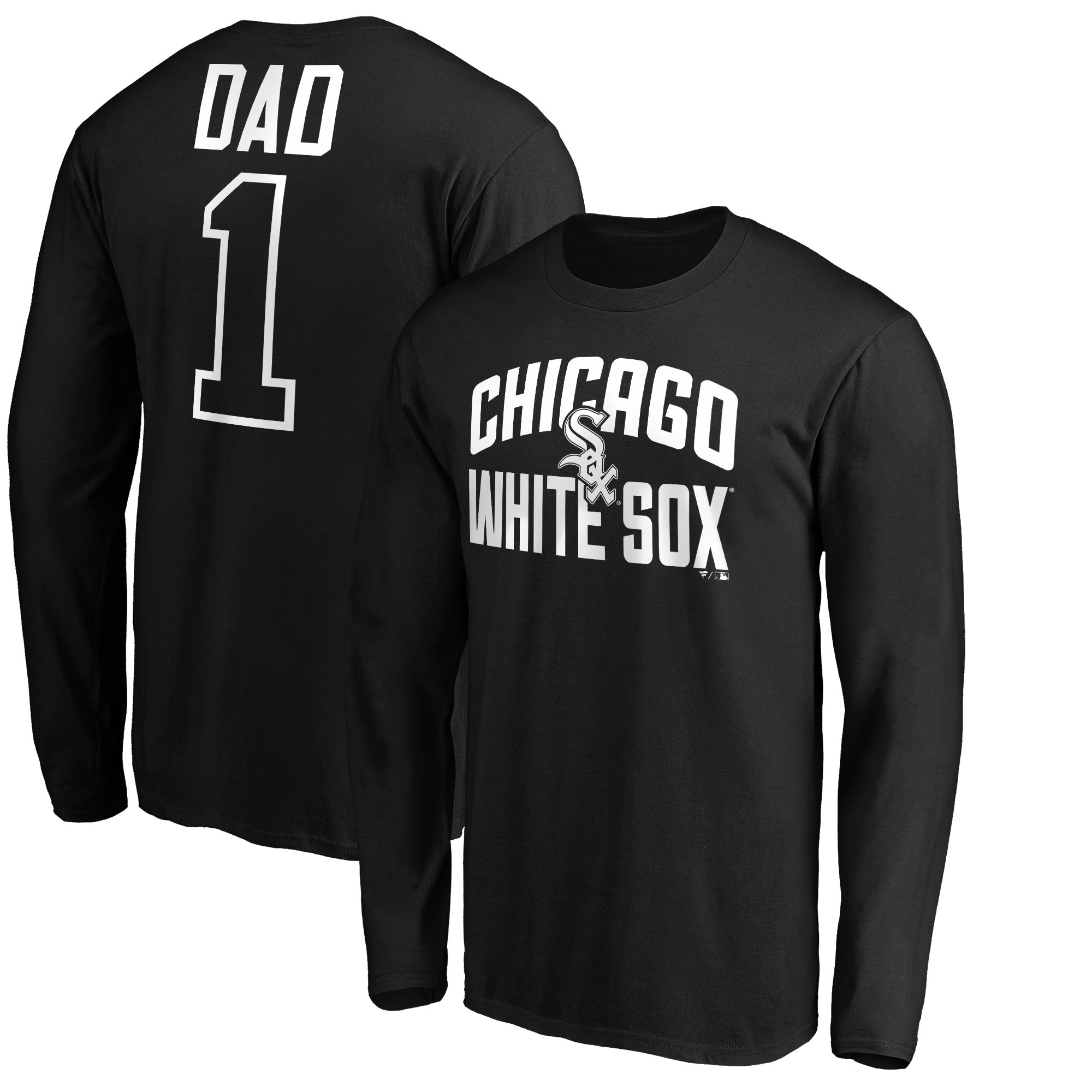 Men's Black Chicago White Sox Father's Day #1 Dad Long Sleeve T-Shirt