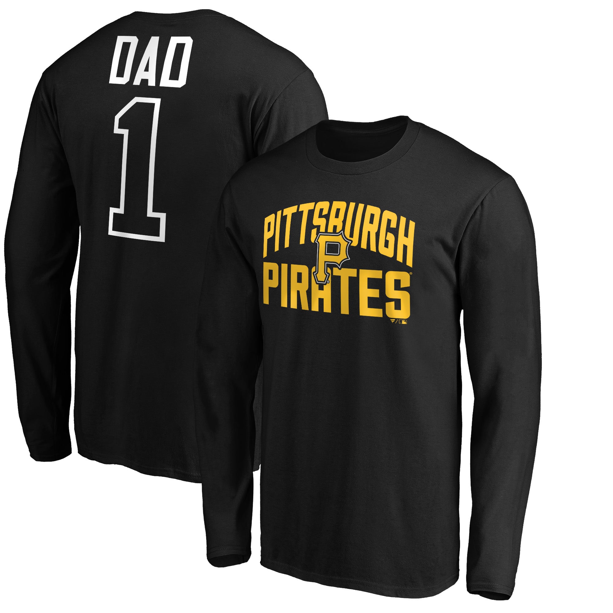 Men's Black Pittsburgh Pirates Father's Day #1 Dad Long Sleeve T-Shirt