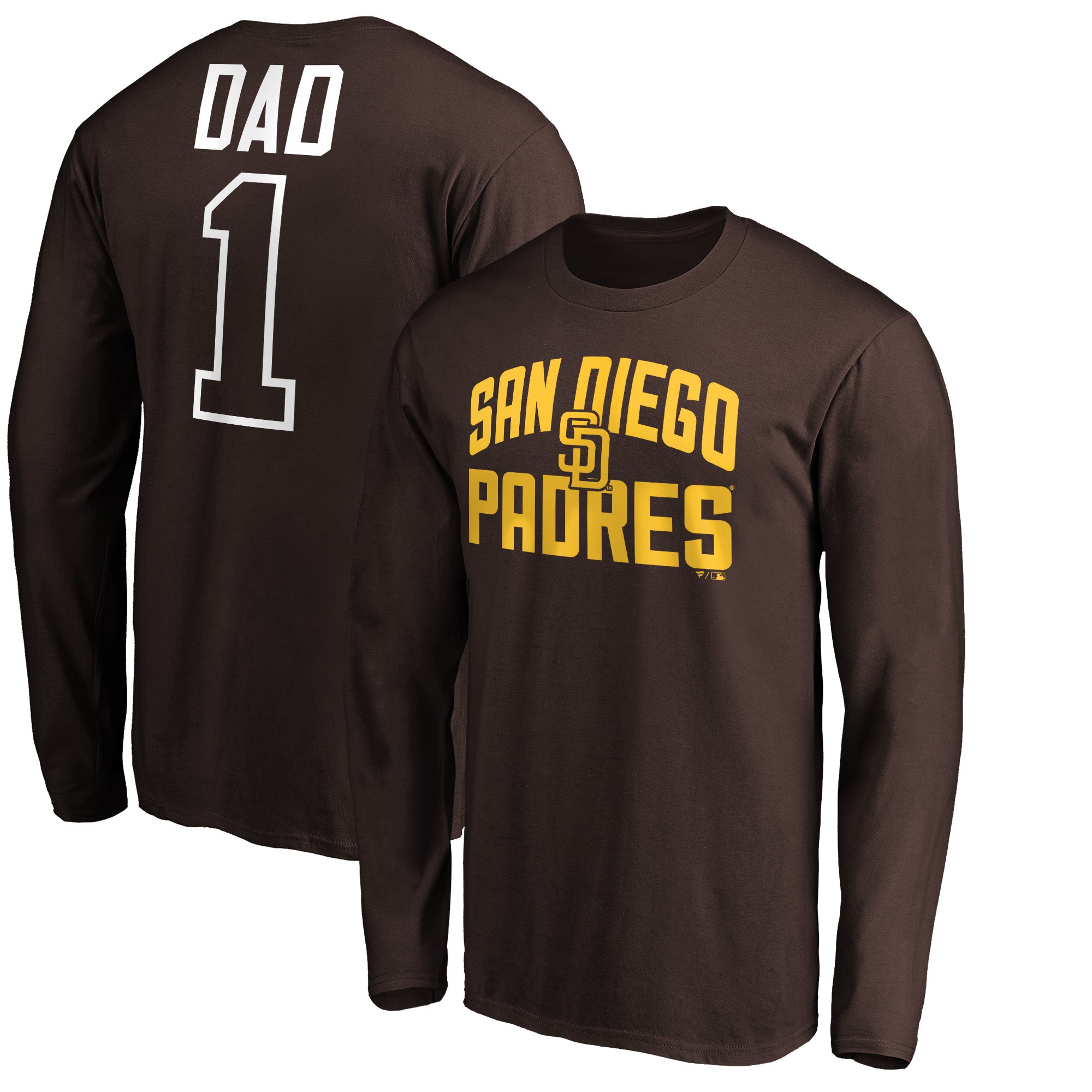 Men's Brown San Diego Padres Father's Day #1 Dad Long Sleeve T-Shirt