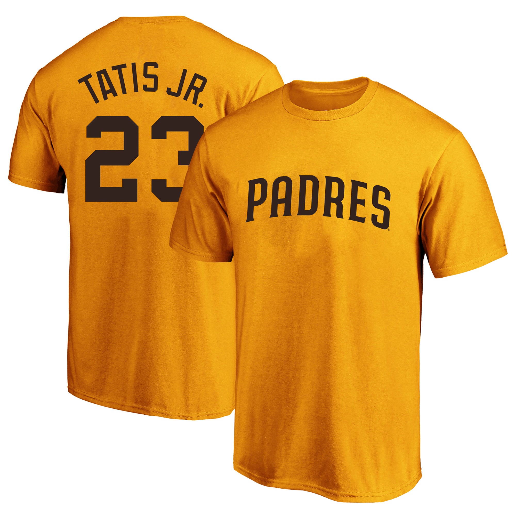 Men's Fanatics Fernando Tatis Jr. Gold San Diego Padres Big & Tall Name & Number T-Shirt