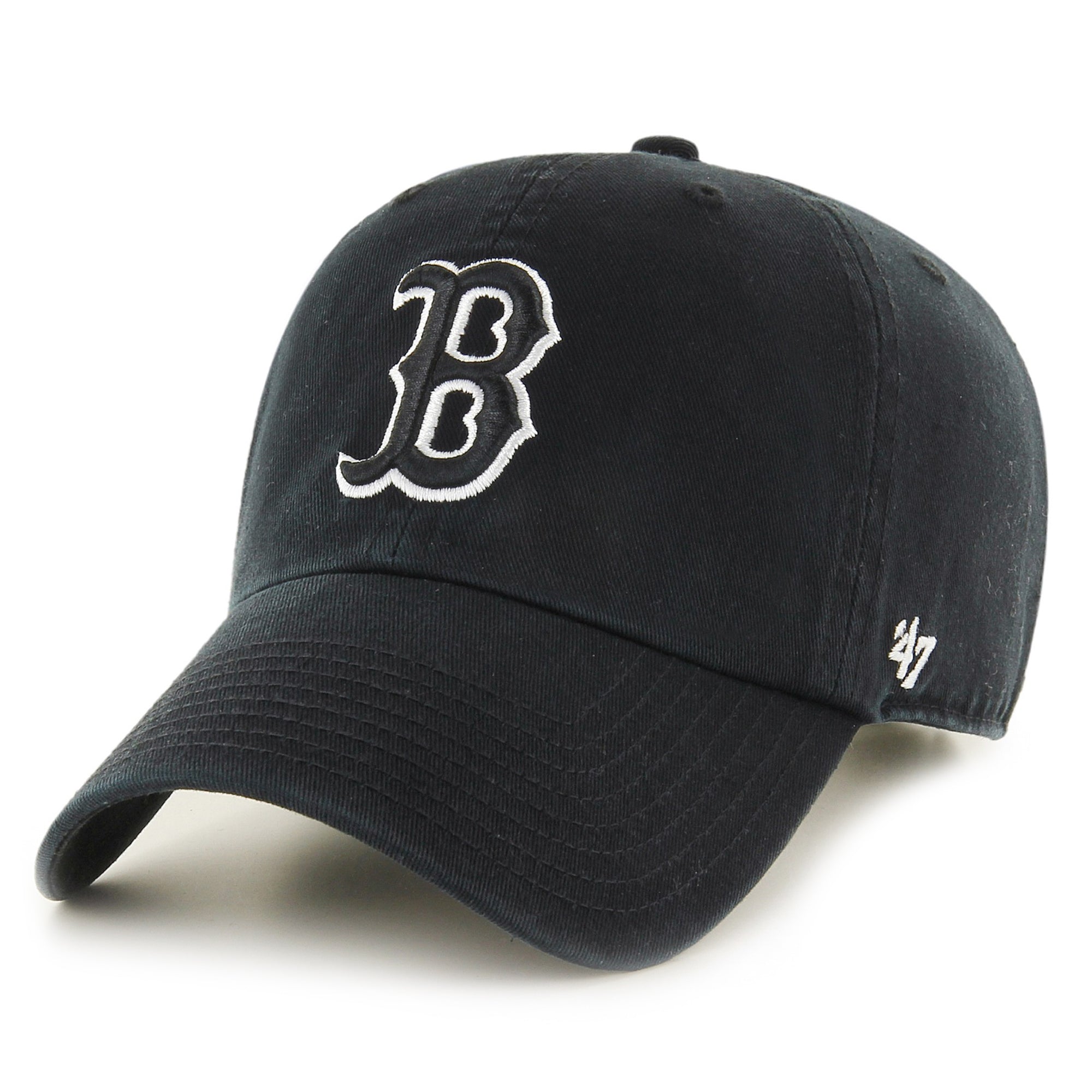 Men's '47 Black Boston Red Sox Logo Clean Up Adjustable Hat
