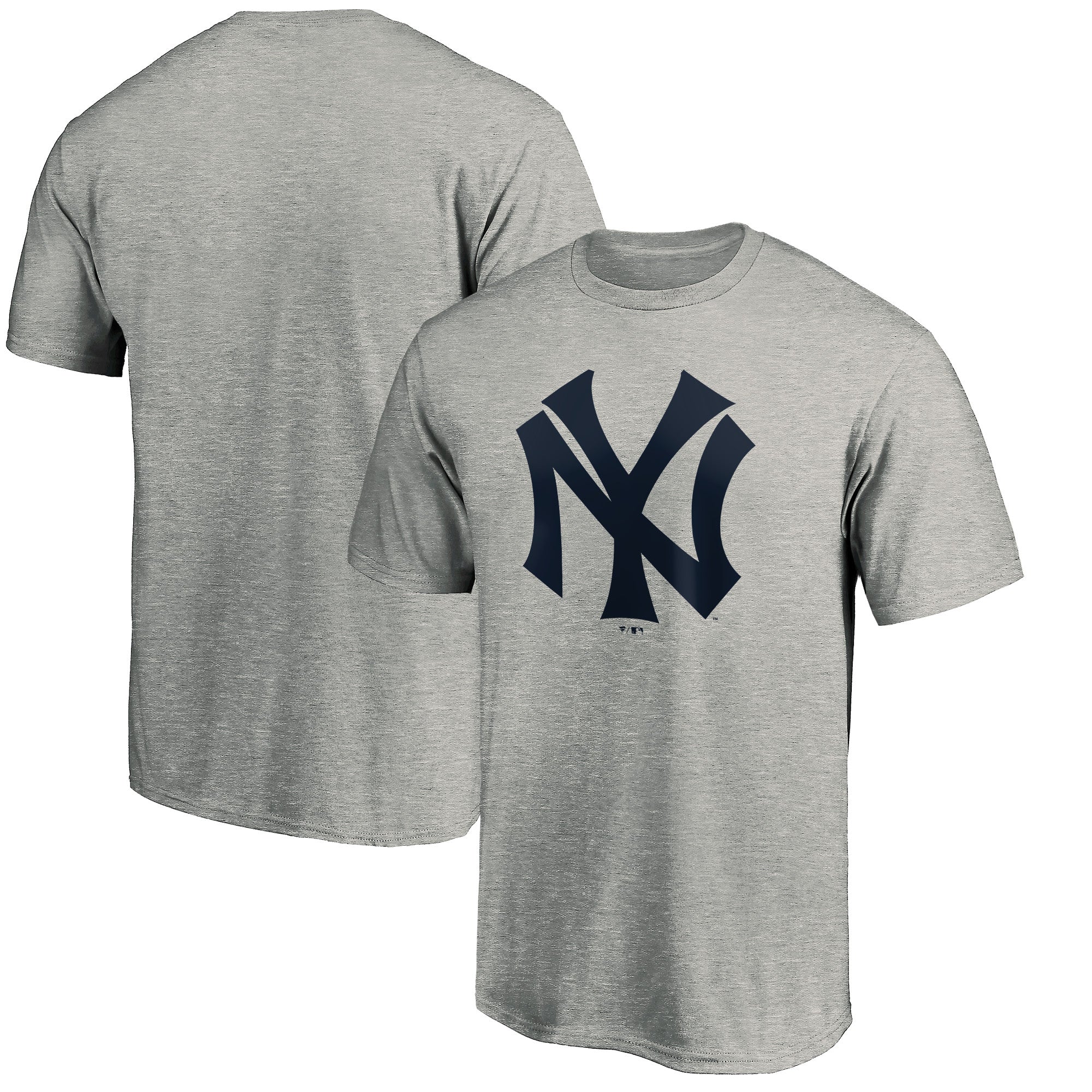 Men's Heathered Gray New York Yankees Cooperstown Collection Huntington Logo T-Shirt
