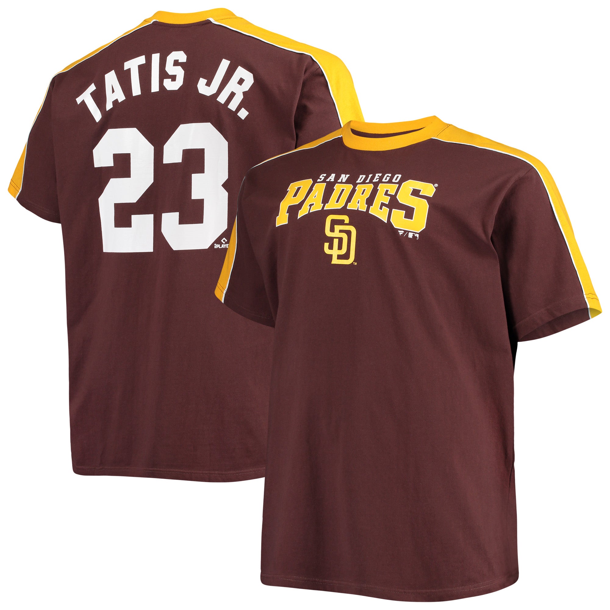 Men's Fernando Tatis Jr. Brown/Gold San Diego Padres Big & Tall Fashion Piping Player T-Shirt