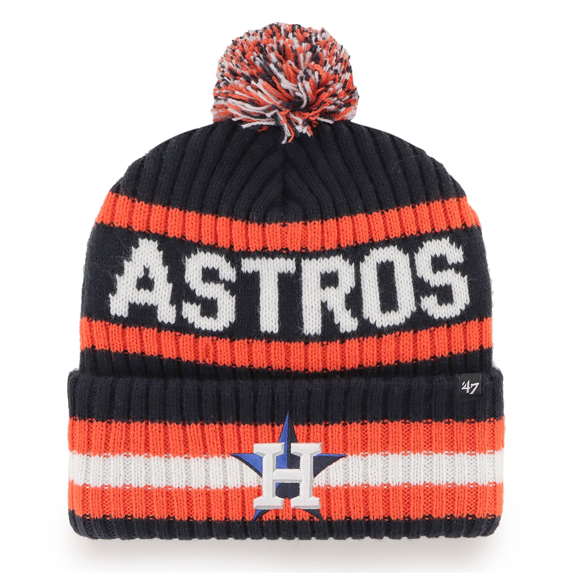 Men's '47  Navy Houston Astros Bering Cuffed Knit Hat with Pom