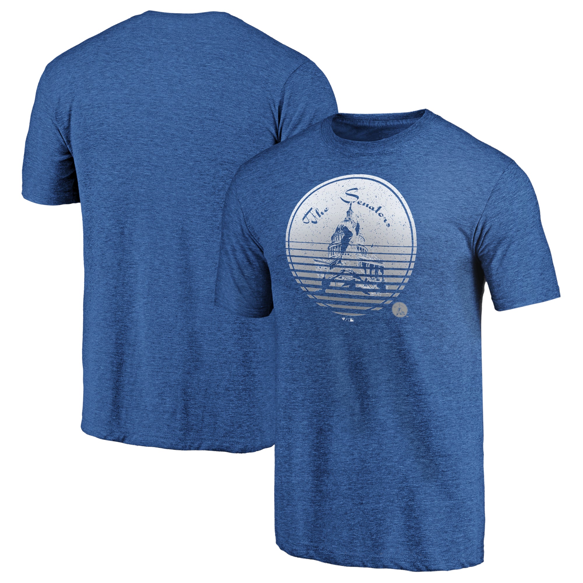 Men's Royal Washington Senators Cooperstown Weathered Logo Tri-Blend T-Shirt