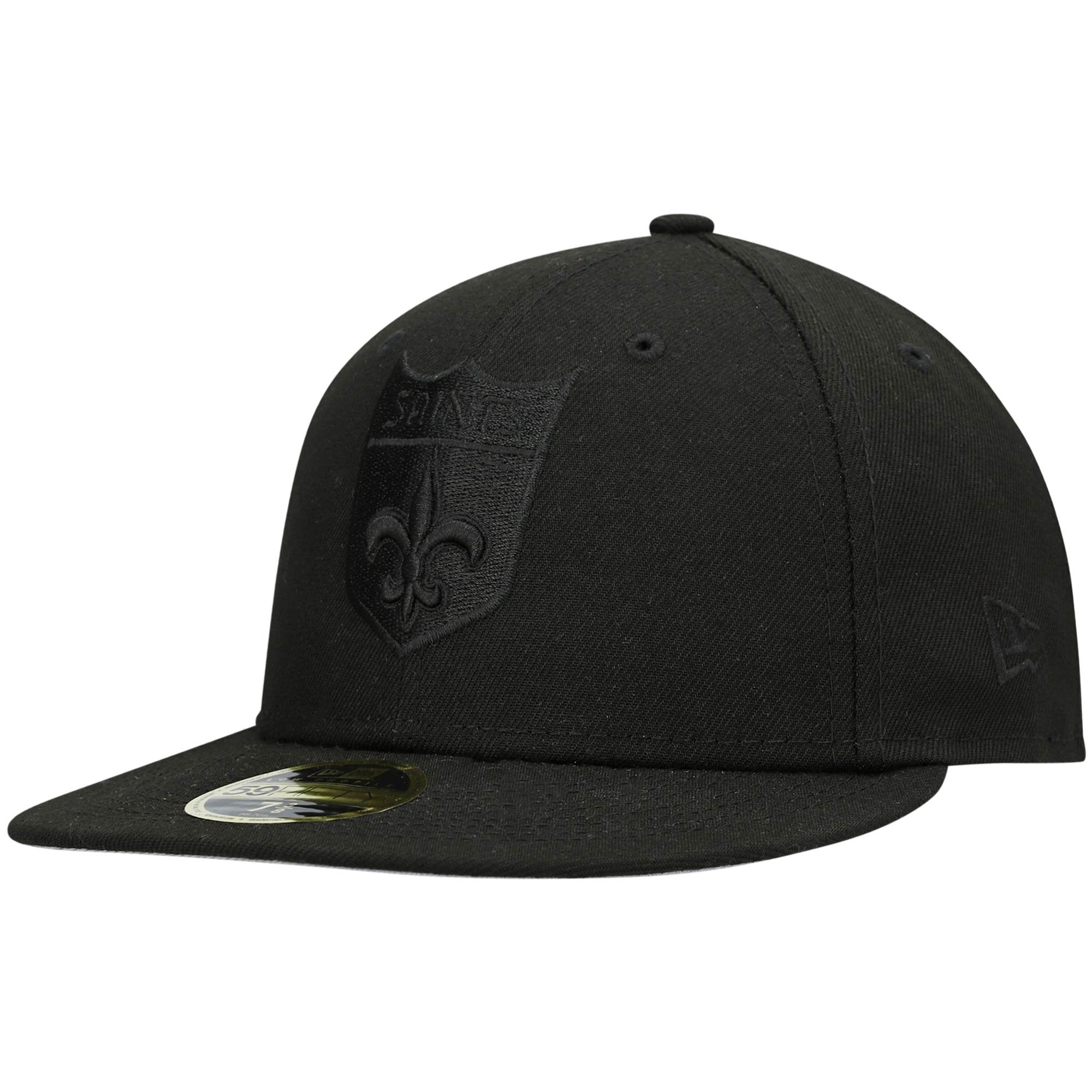 Men's New Era Black New Orleans Saints Historic Logo Black on Black Low Profile 59FIFTY II Fitted Hat
