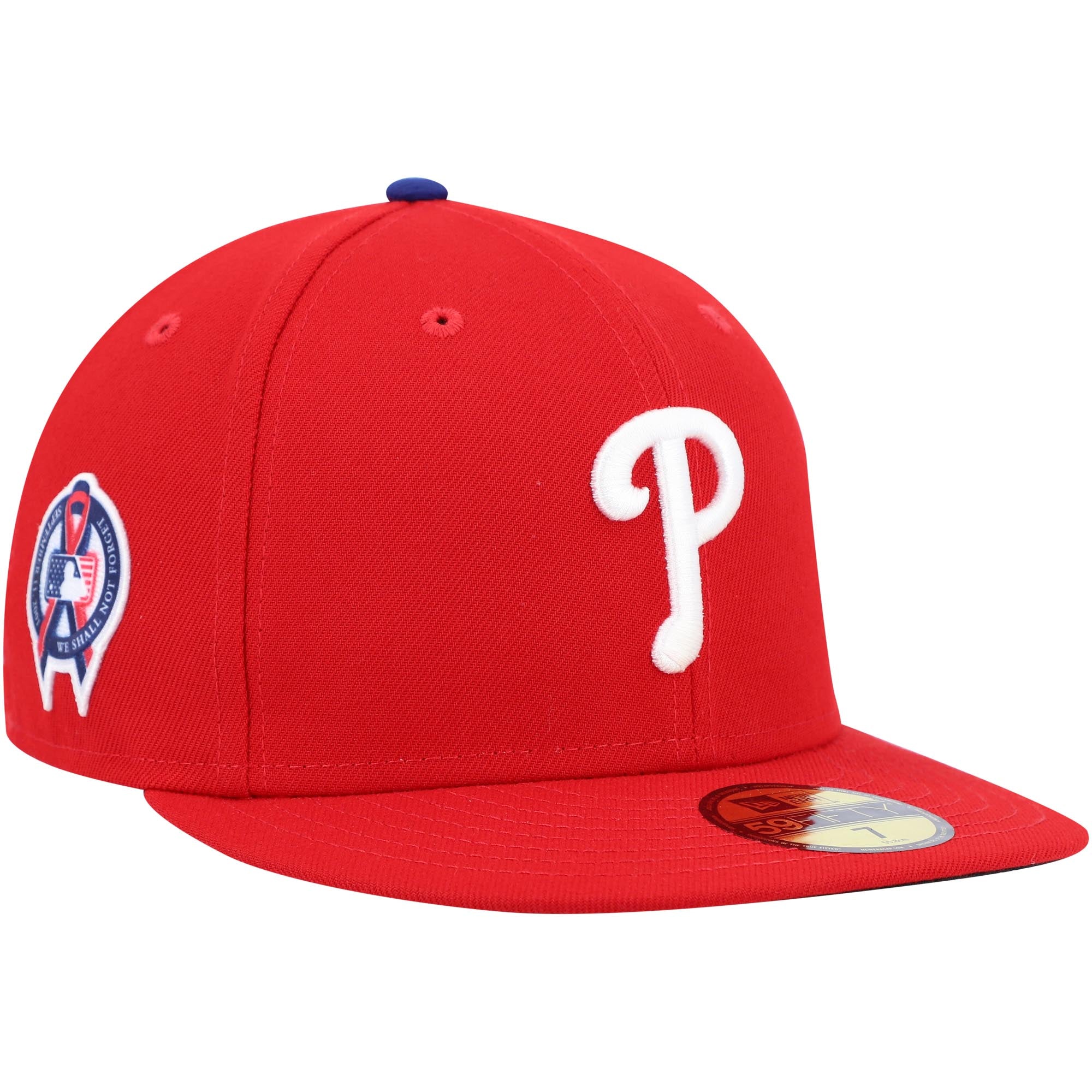 Men's New Era Red Philadelphia Phillies 9/11 Memorial Side Patch 59FIFTY Fitted Hat