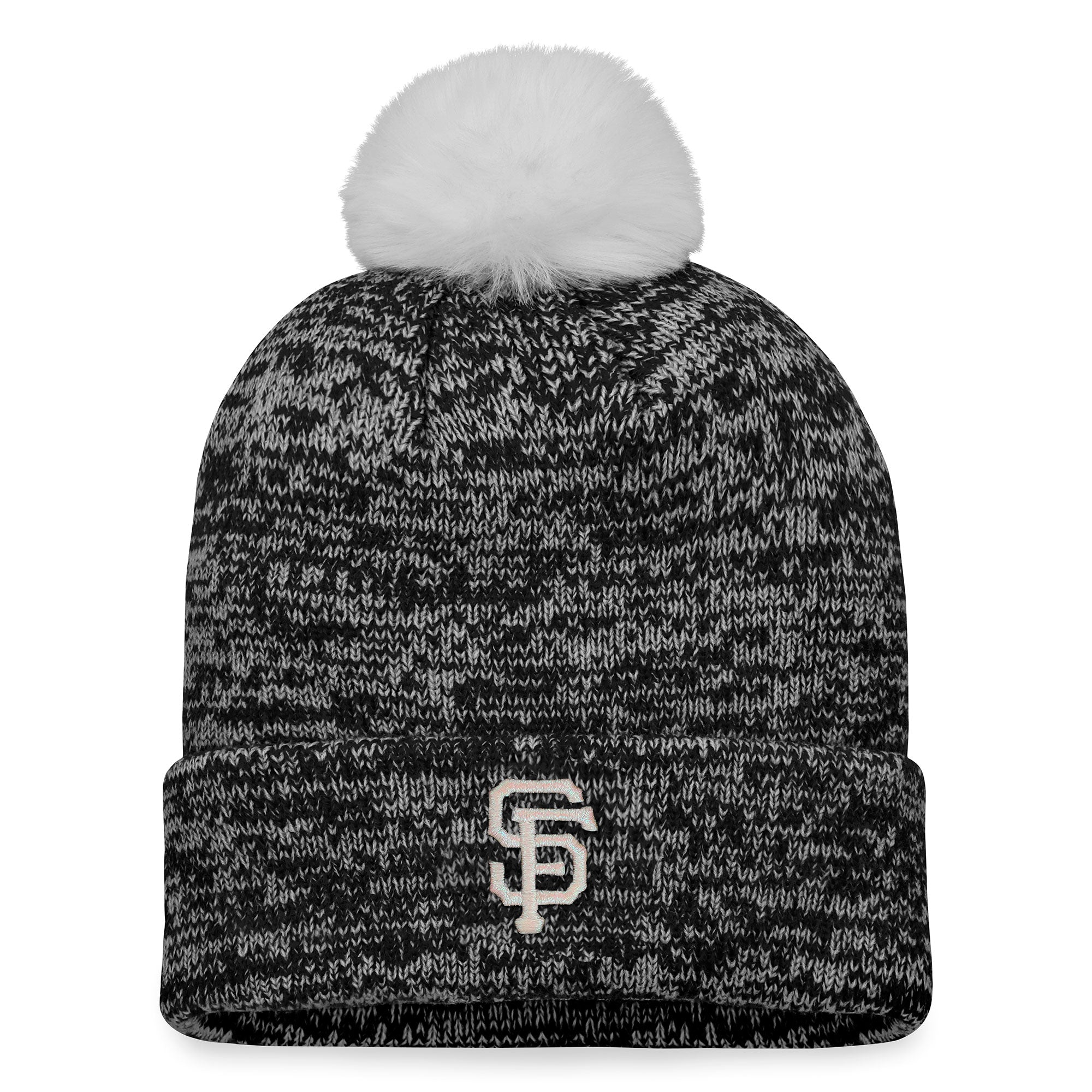 Women's Fanatics Black/White San Francisco Giants Iconic Cuffed Knit Hat with Pom