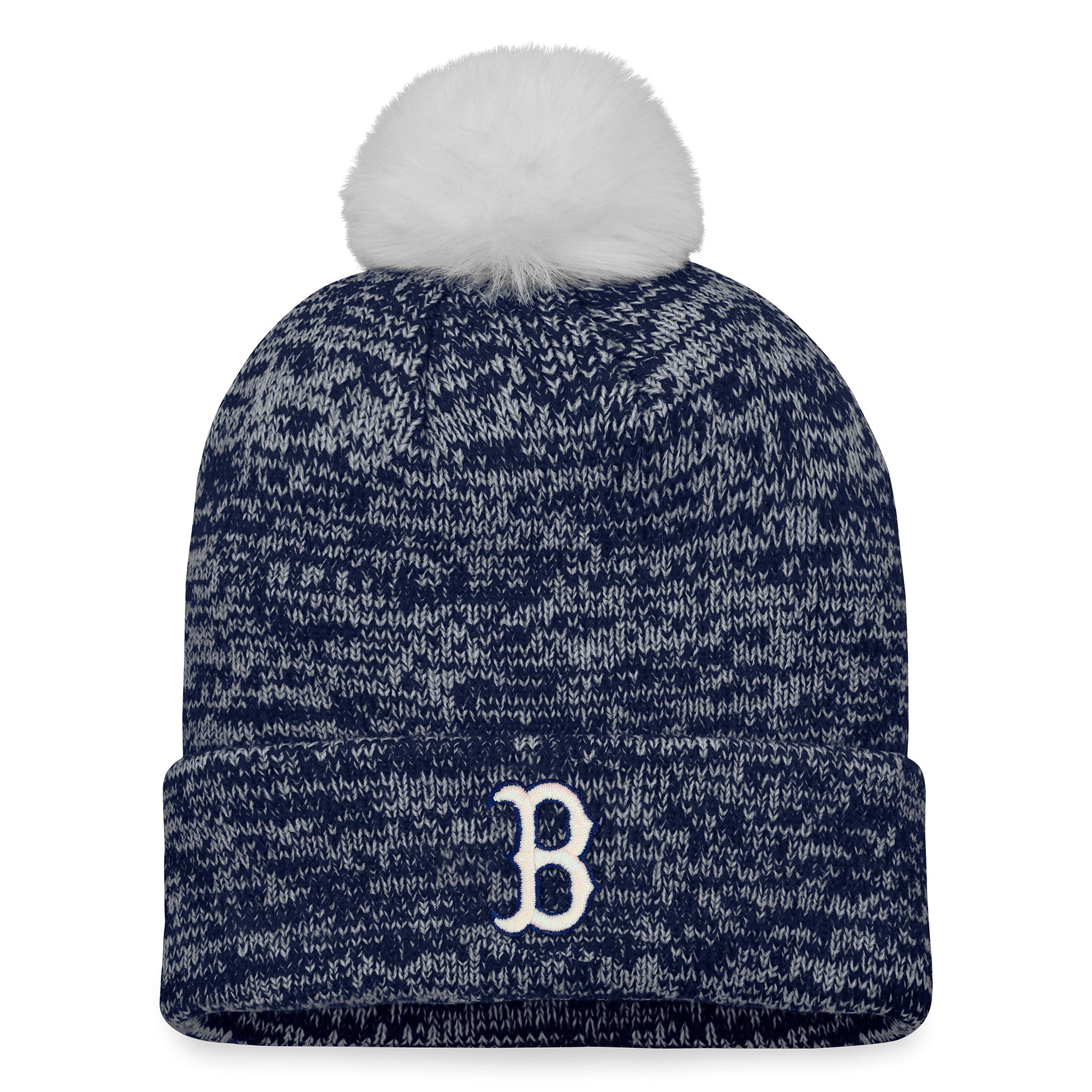 Women's Fanatics Navy/White Boston Red Sox Iconic Cuffed Knit Hat with Pom