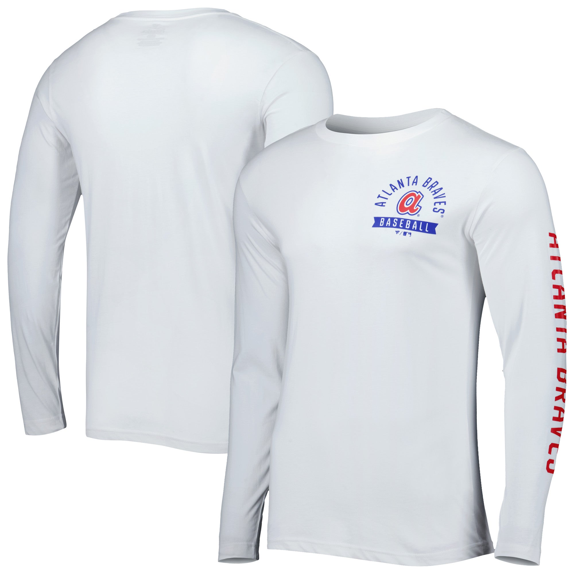 Men's Fanatics White Atlanta Braves Pressbox Long Sleeve T-Shirt