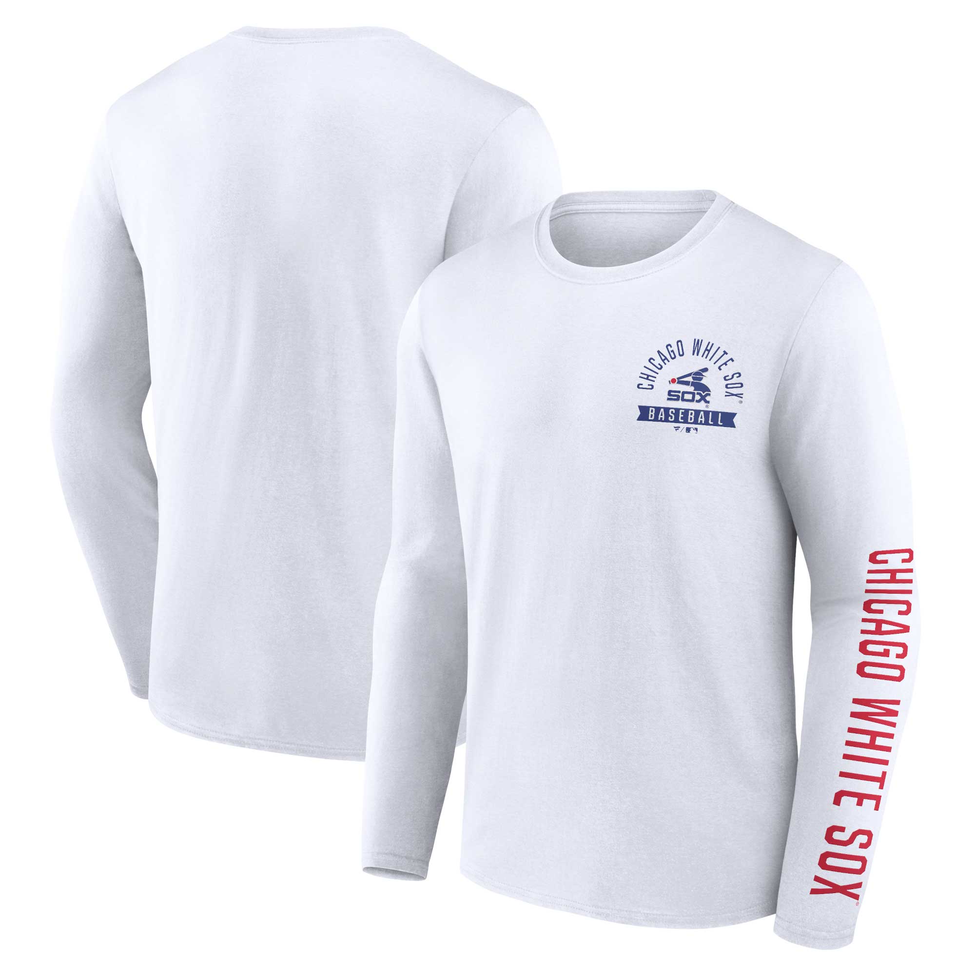 Men's Fanatics White Chicago White Sox Pressbox Long Sleeve T-Shirt