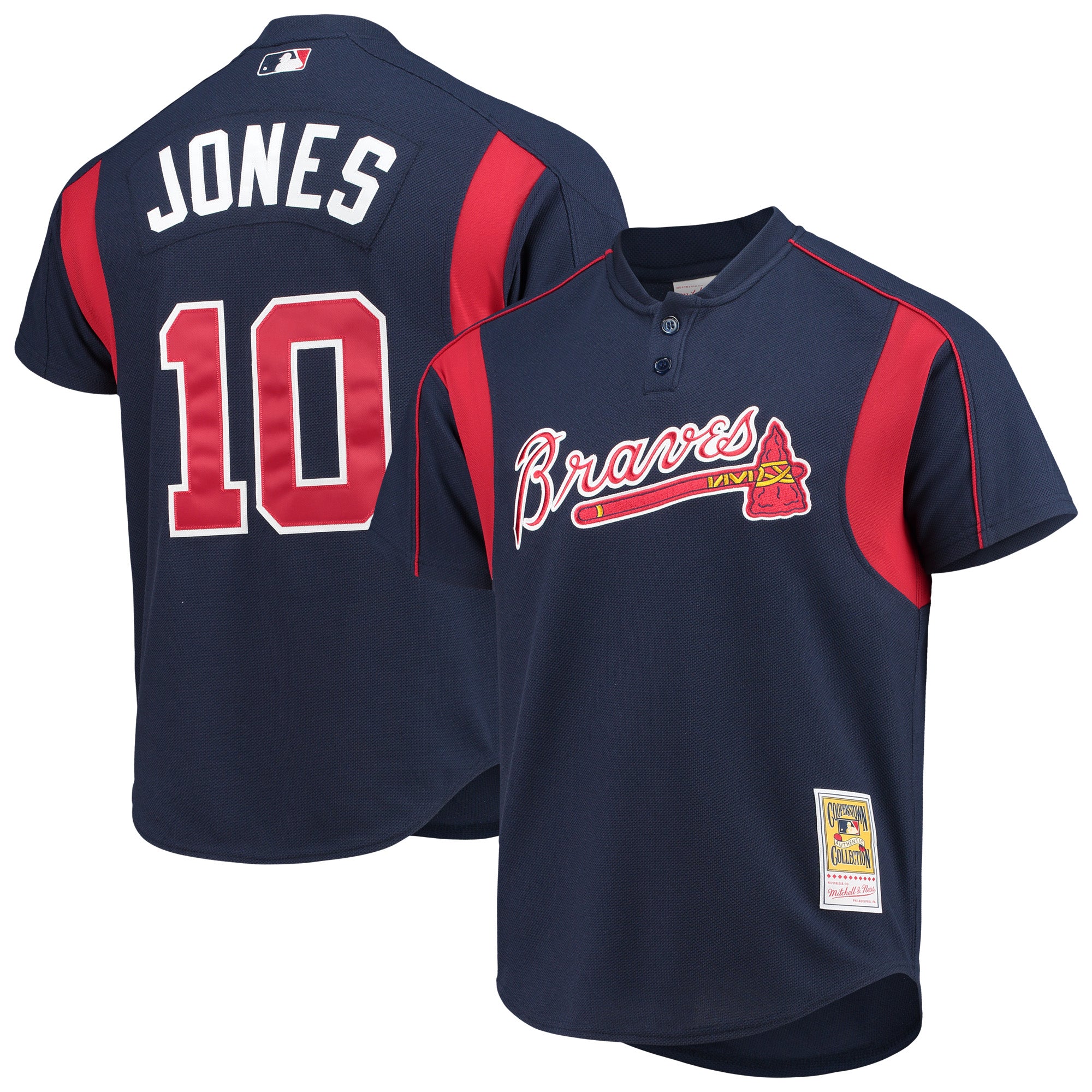 Men's Mitchell & Ness Chipper Jones Navy Atlanta Braves Authentic Batting Practice Jersey