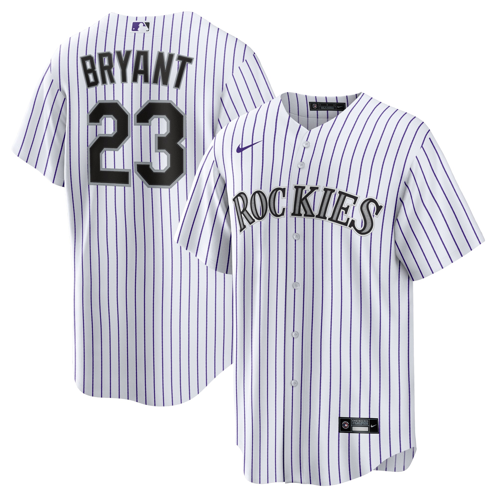 Men's Nike Kris Bryant White/Purple Colorado Rockies Replica Player Jersey