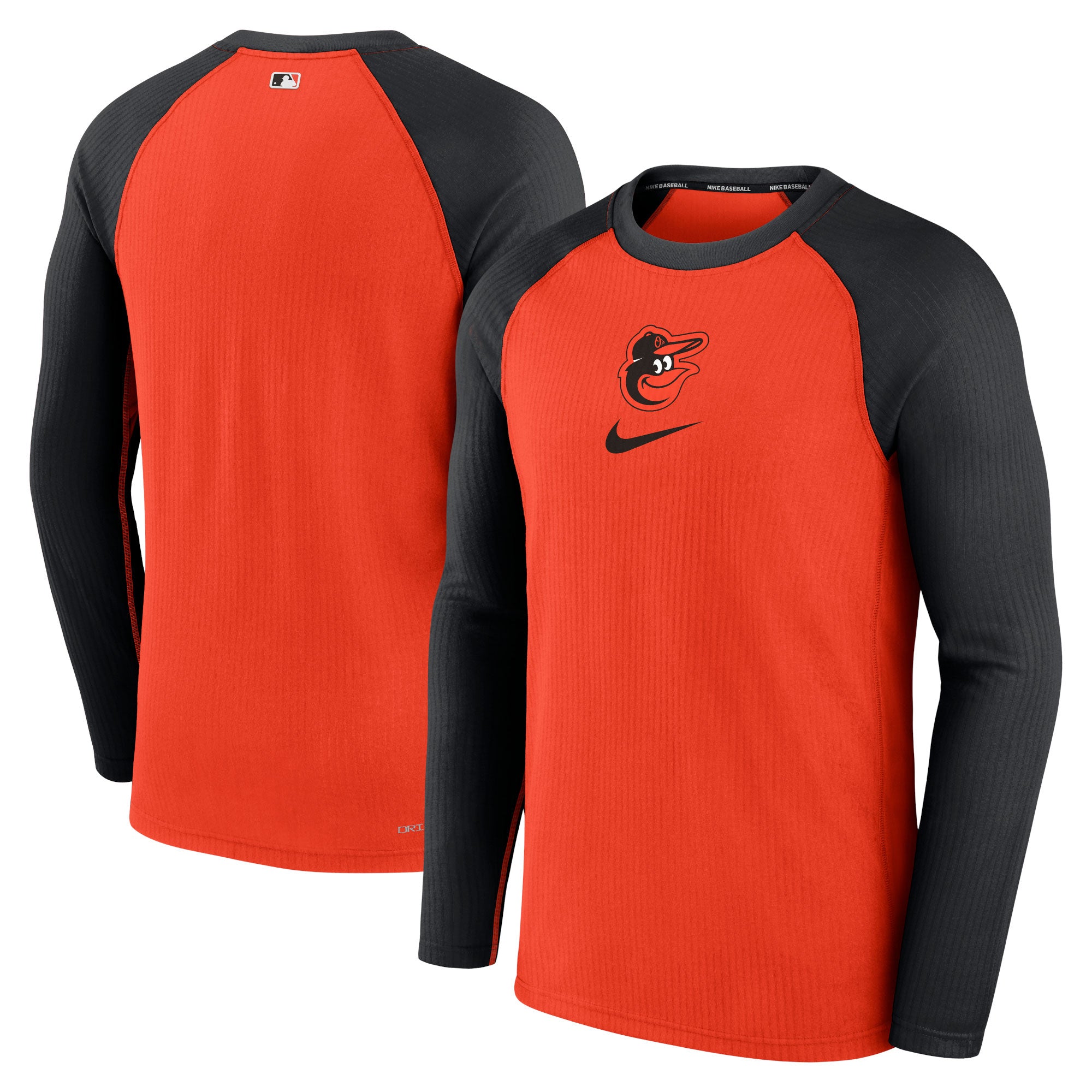 Men's Nike Orange Baltimore Orioles Authentic Collection Game Raglan Performance Long Sleeve T-Shirt