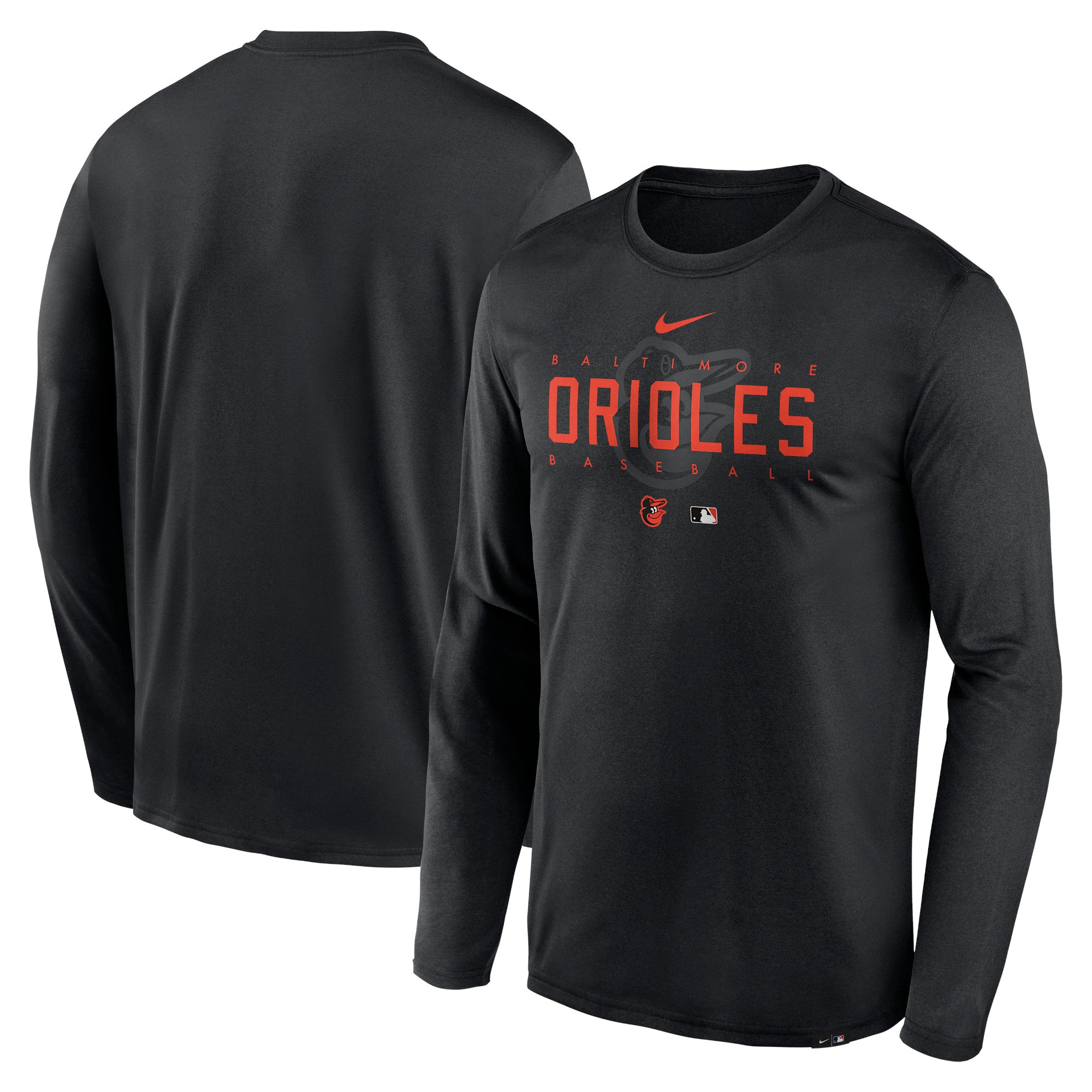 Men's Nike Black Baltimore Orioles Authentic Collection Team Logo Legend Performance Long Sleeve T-Shirt