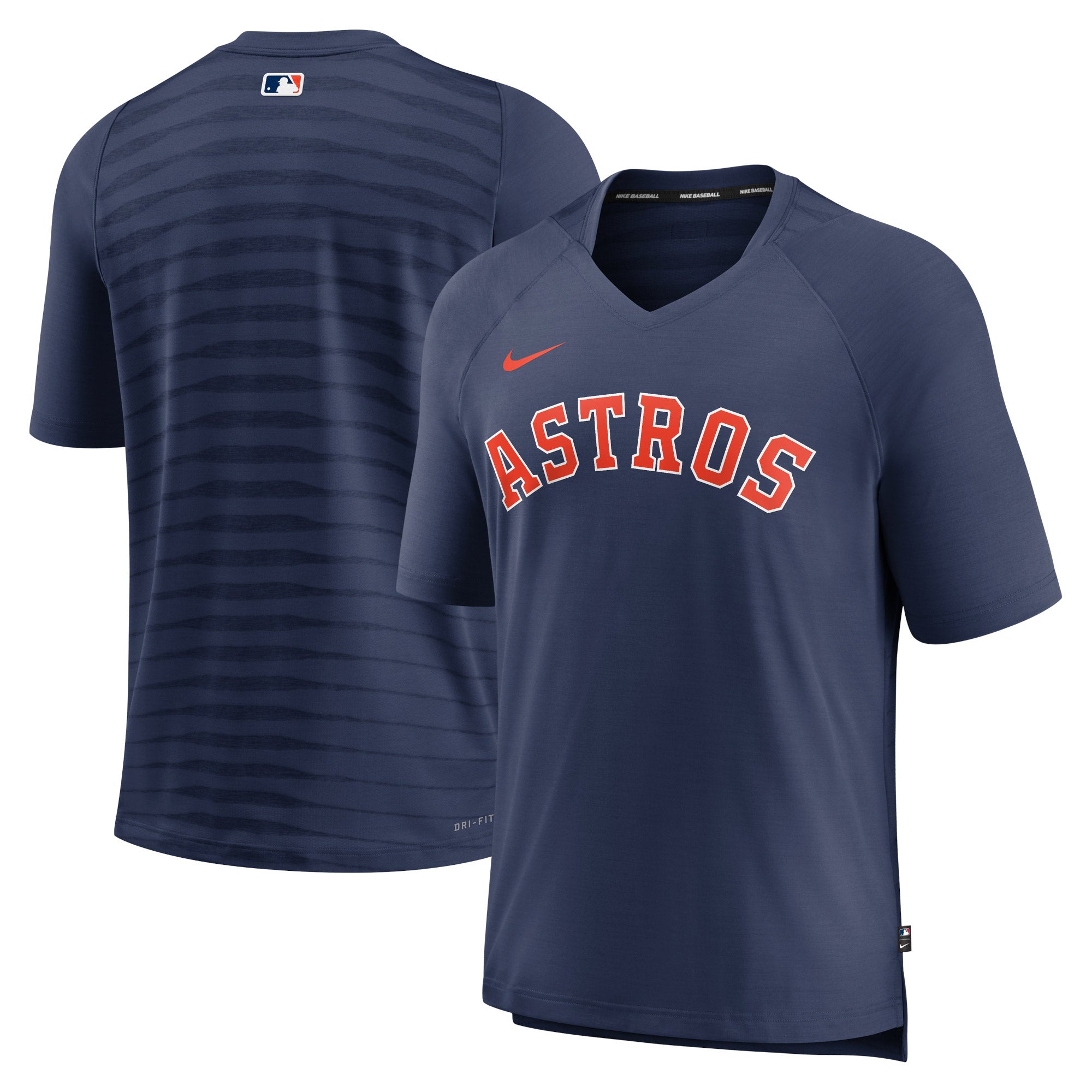 Men's Nike Navy Houston Astros Authentic Collection Pregame Raglan Performance V-Neck T-Shirt
