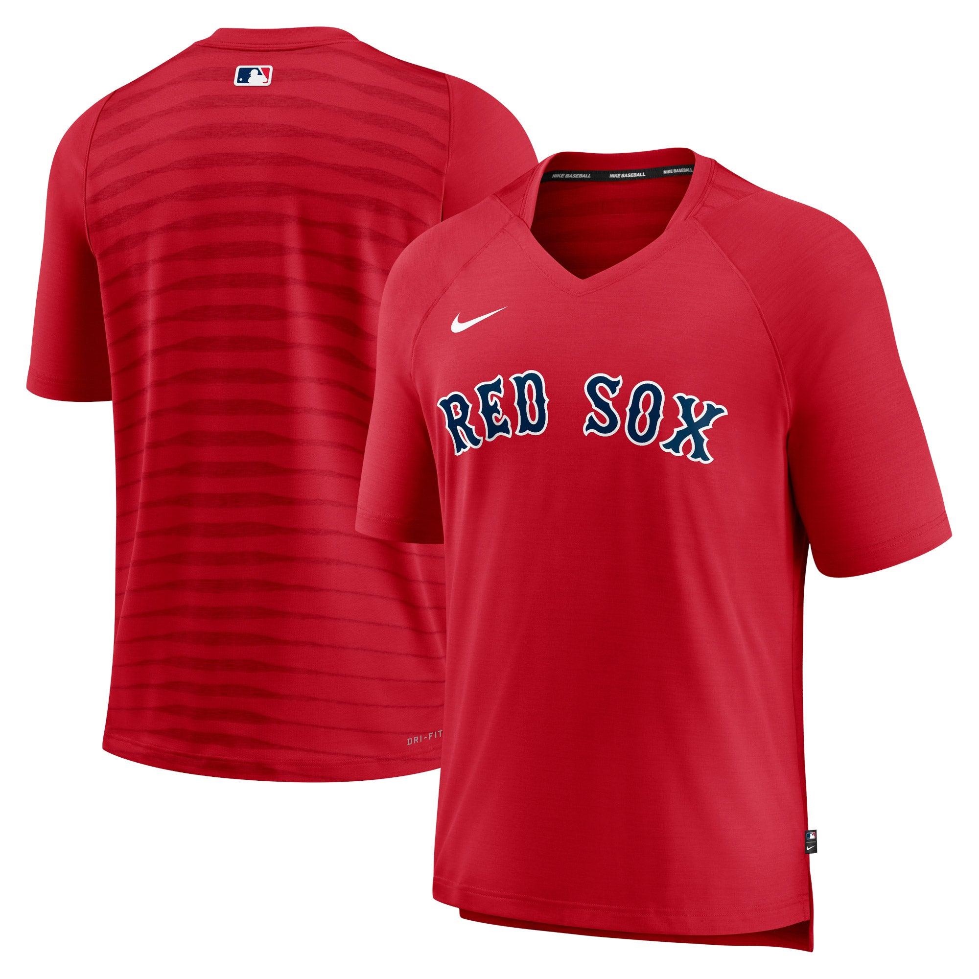Men's Nike Red Boston Red Sox Authentic Collection Pregame Raglan Performance V-Neck T-Shirt