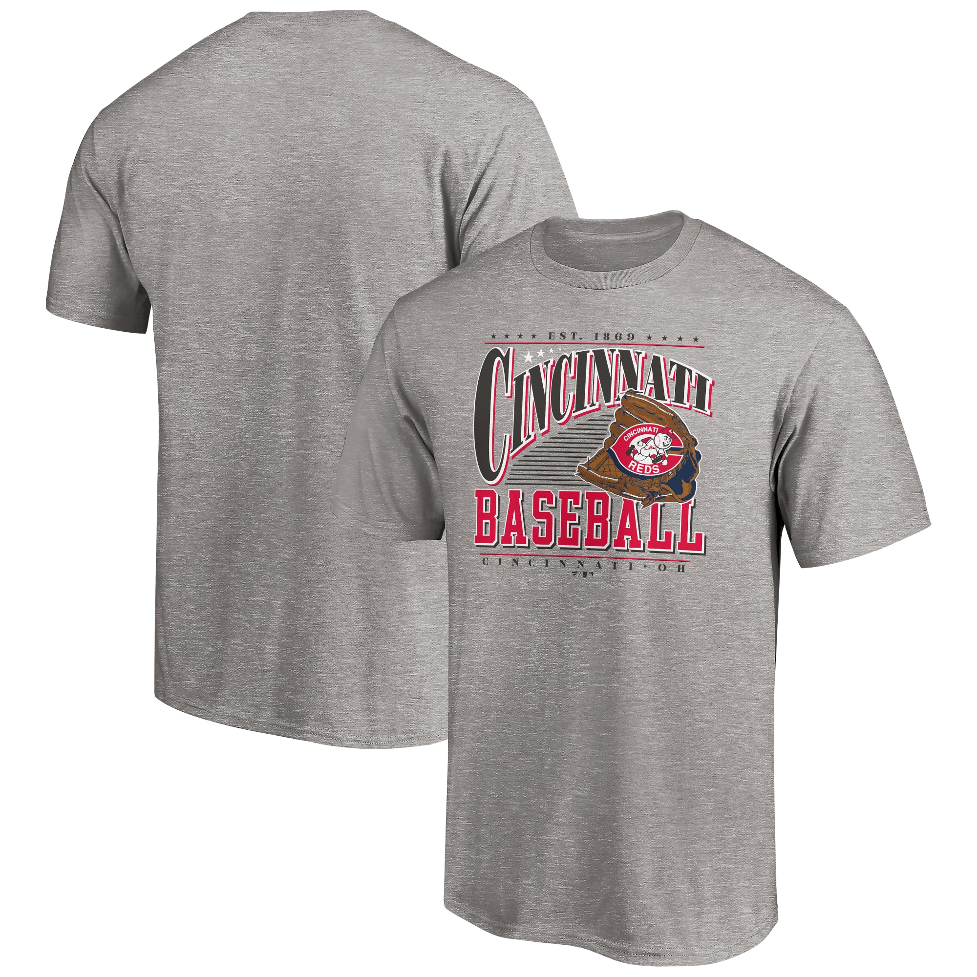 Men's Heather Gray Cincinnati Reds Cooperstown Collection Winning Time T-Shirt