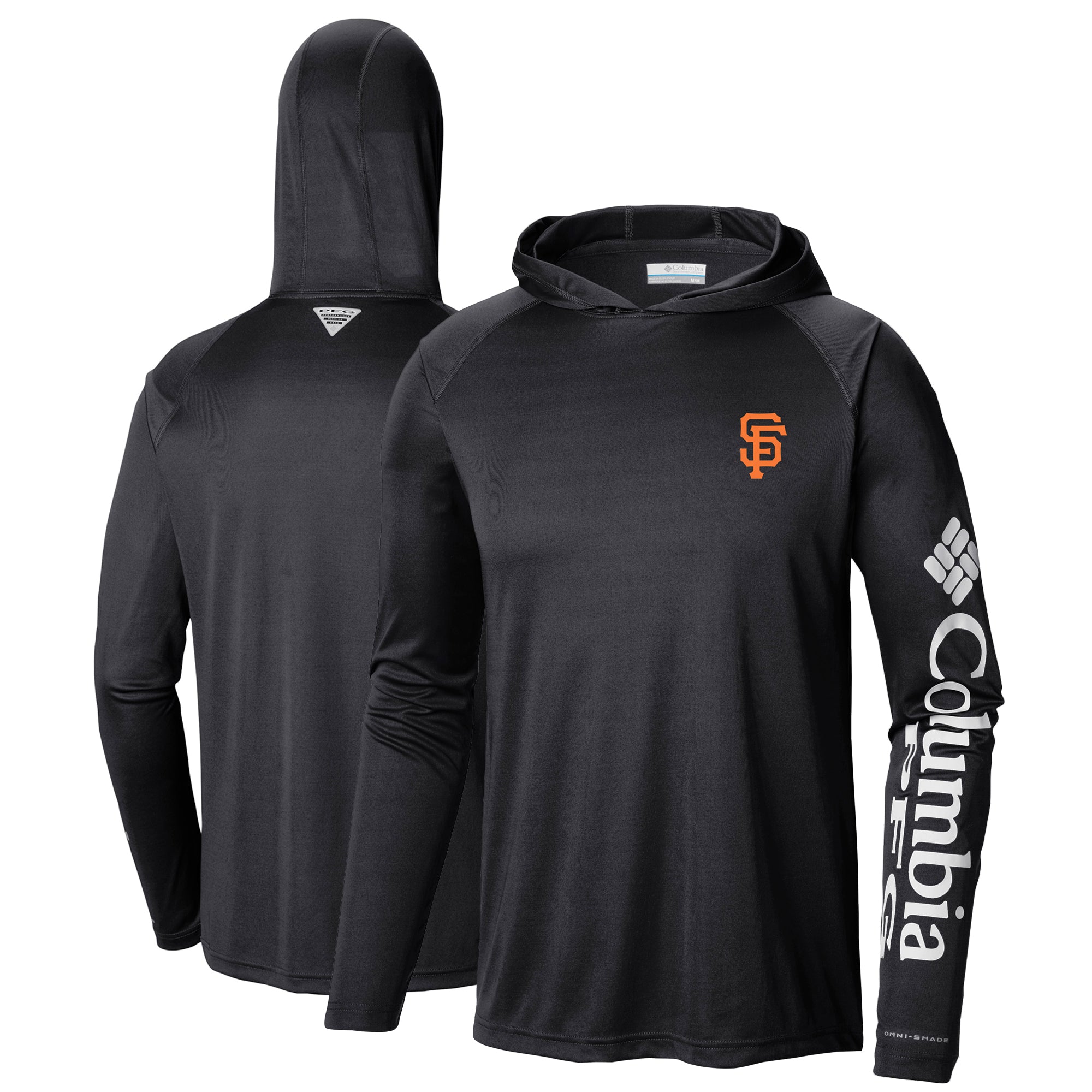 Men's Columbia Black San Francisco Giants Terminal Tackle Long Sleeve Hoodie T-Shirt