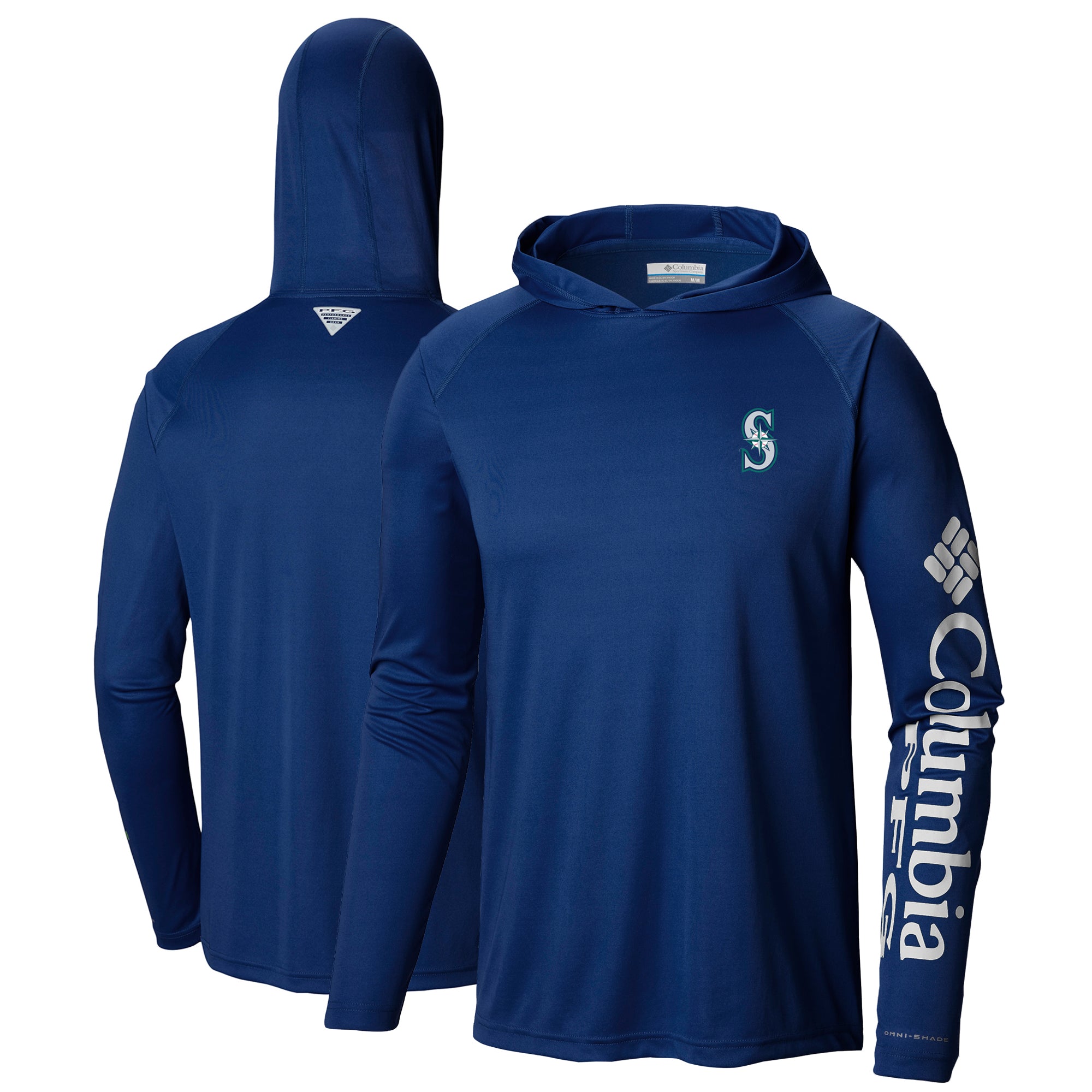 Men's Columbia Navy Seattle Mariners Terminal Tackle Long Sleeve Hoodie T-Shirt