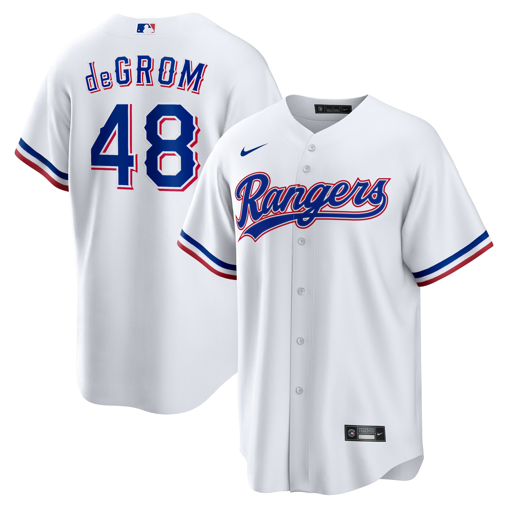Men's Nike Jacob deGrom White Texas Rangers Home Replica Player Jersey