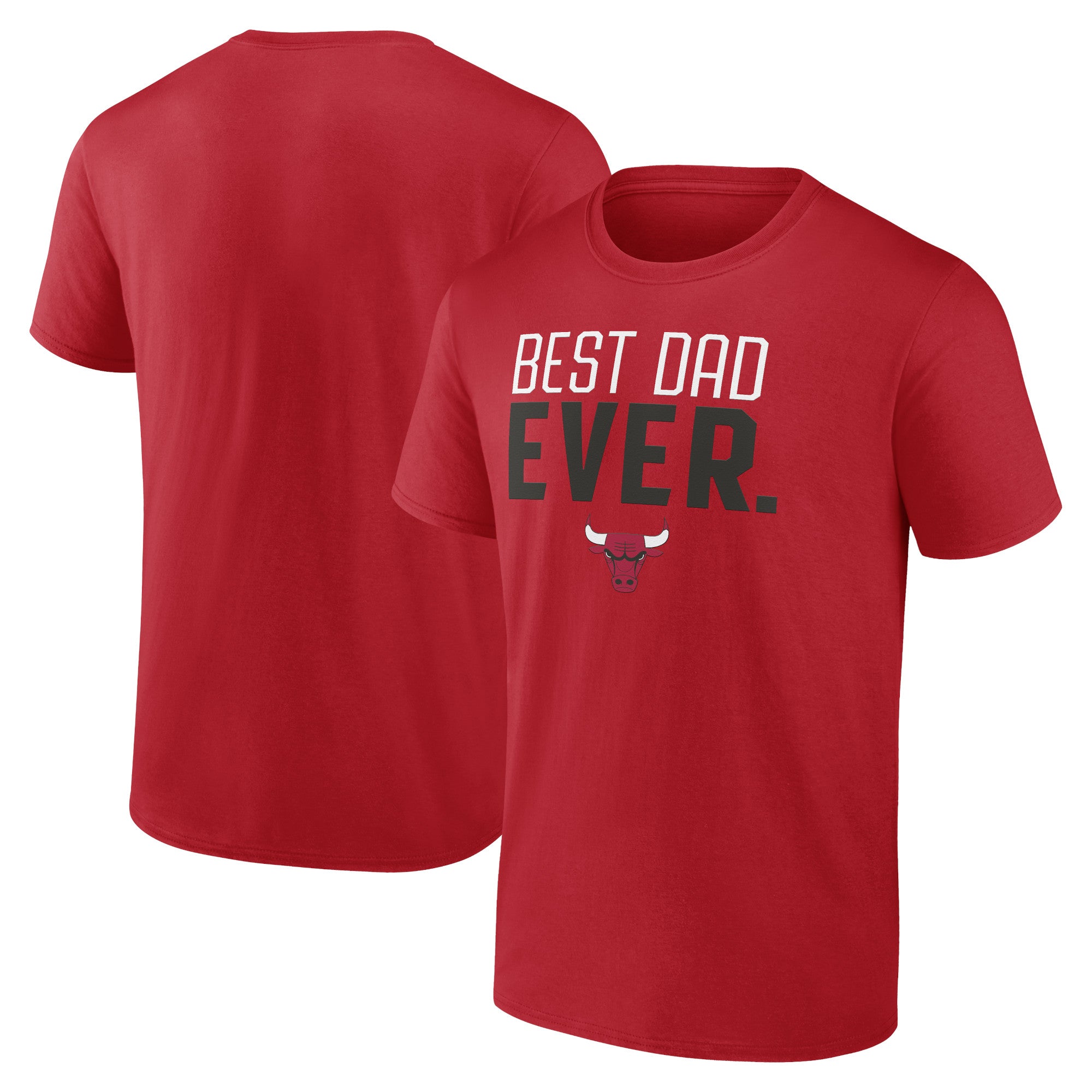 Men's Red Chicago Bulls Best Dad Ever Logo T-Shirt