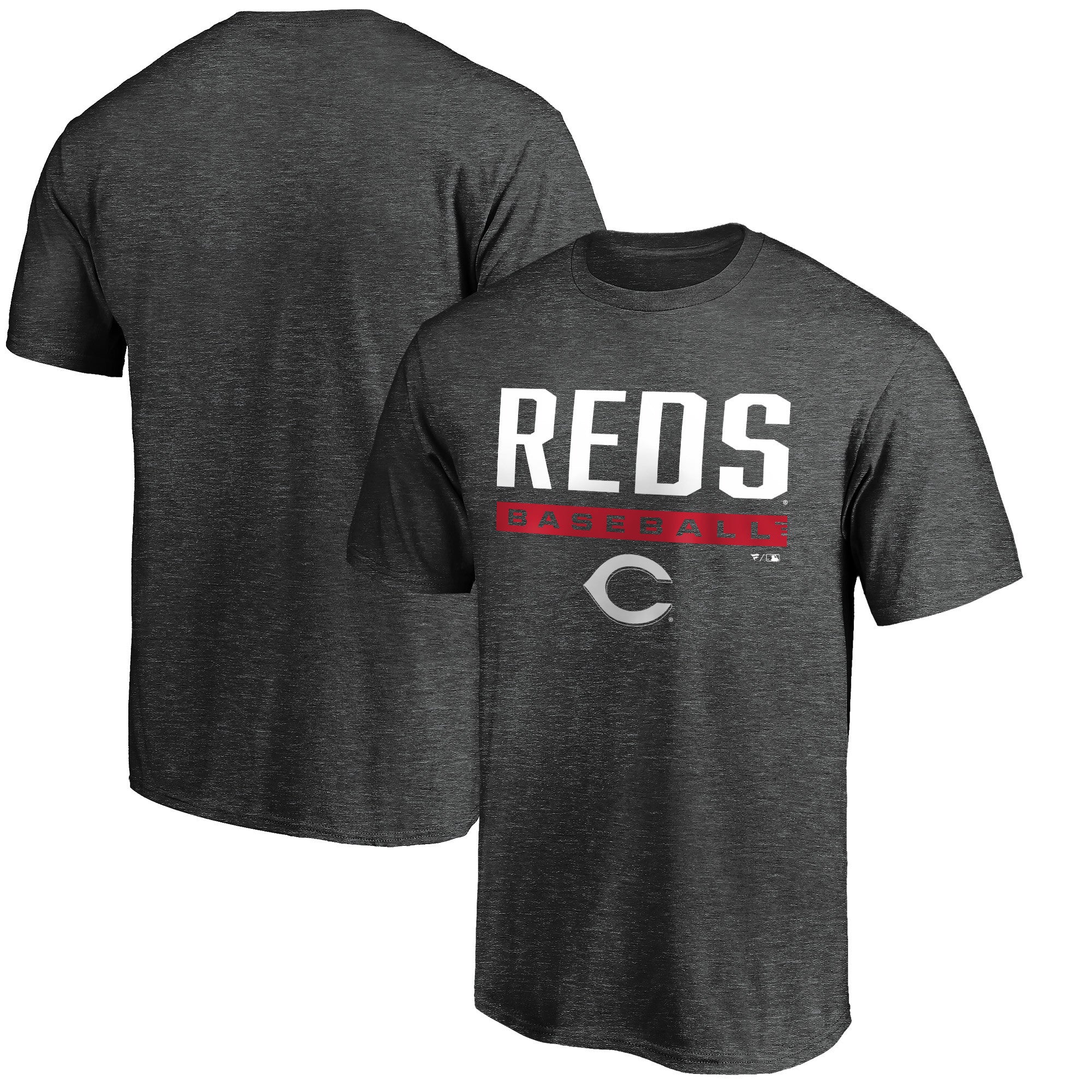 Men's Charcoal Cincinnati Reds Team Win Stripe T-Shirt
