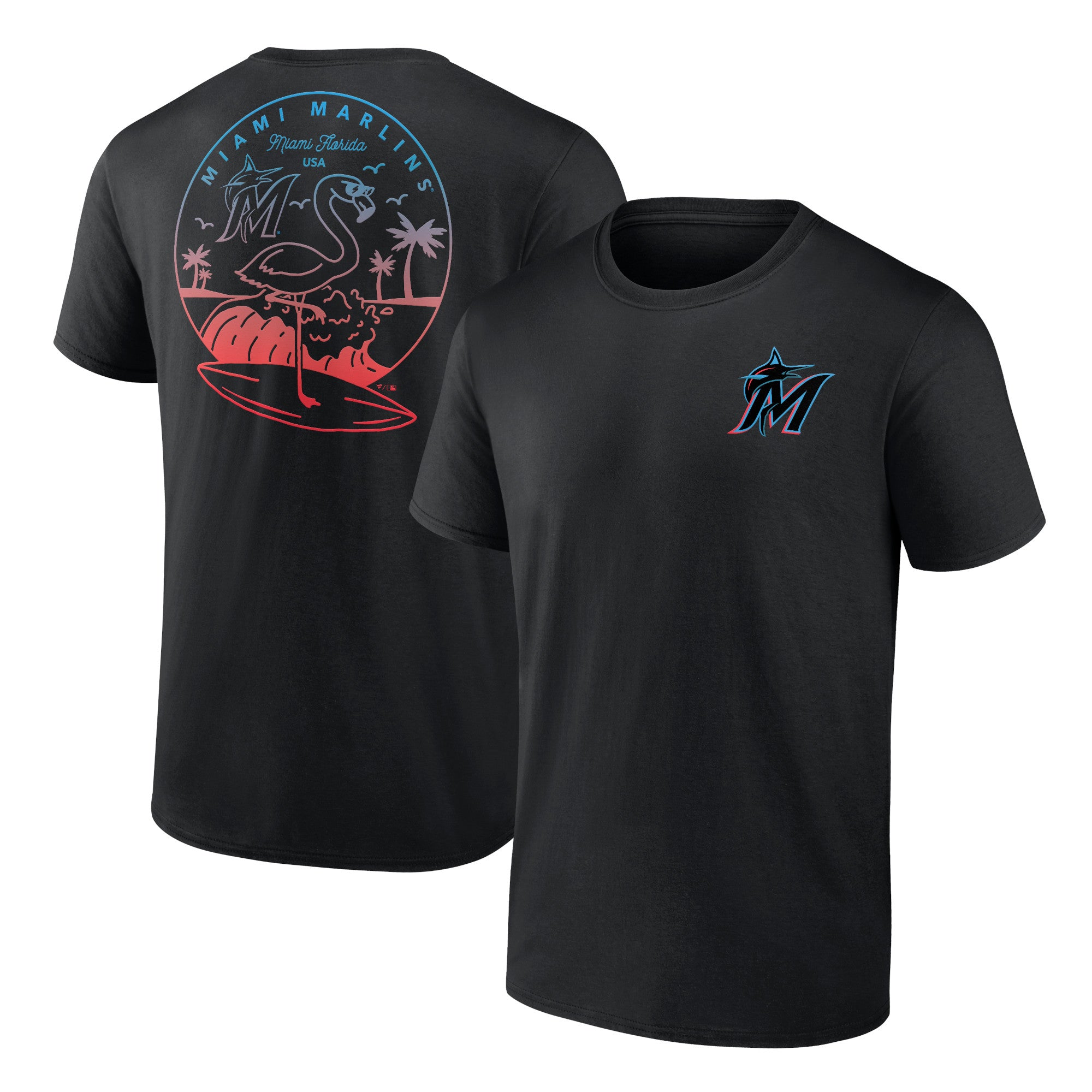 Men's Black Miami Marlins Team Hometown Collection Surf's Up T-Shirt