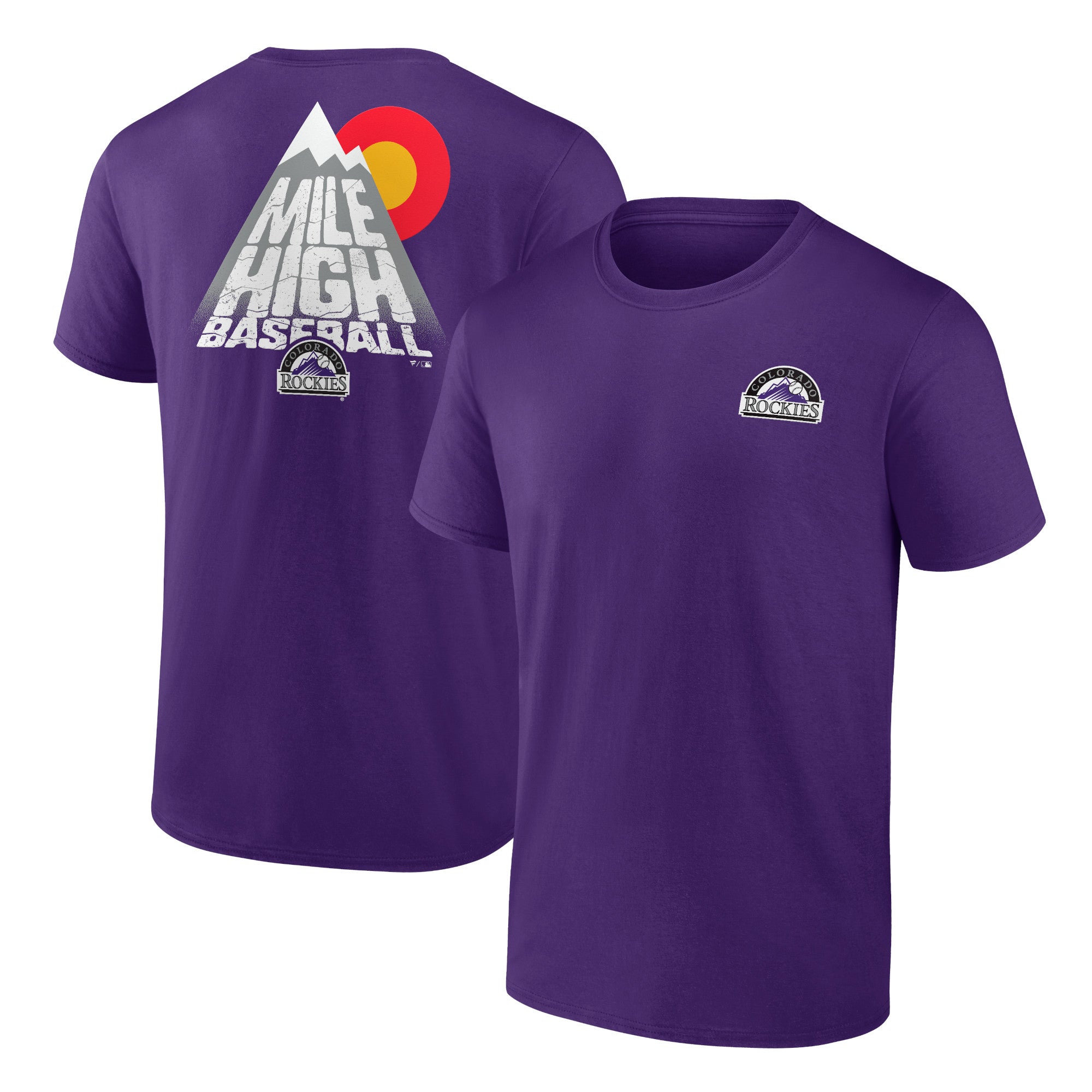Men's Purple Colorado Rockies Team Hometown Collection Mile High Back T-Shirt