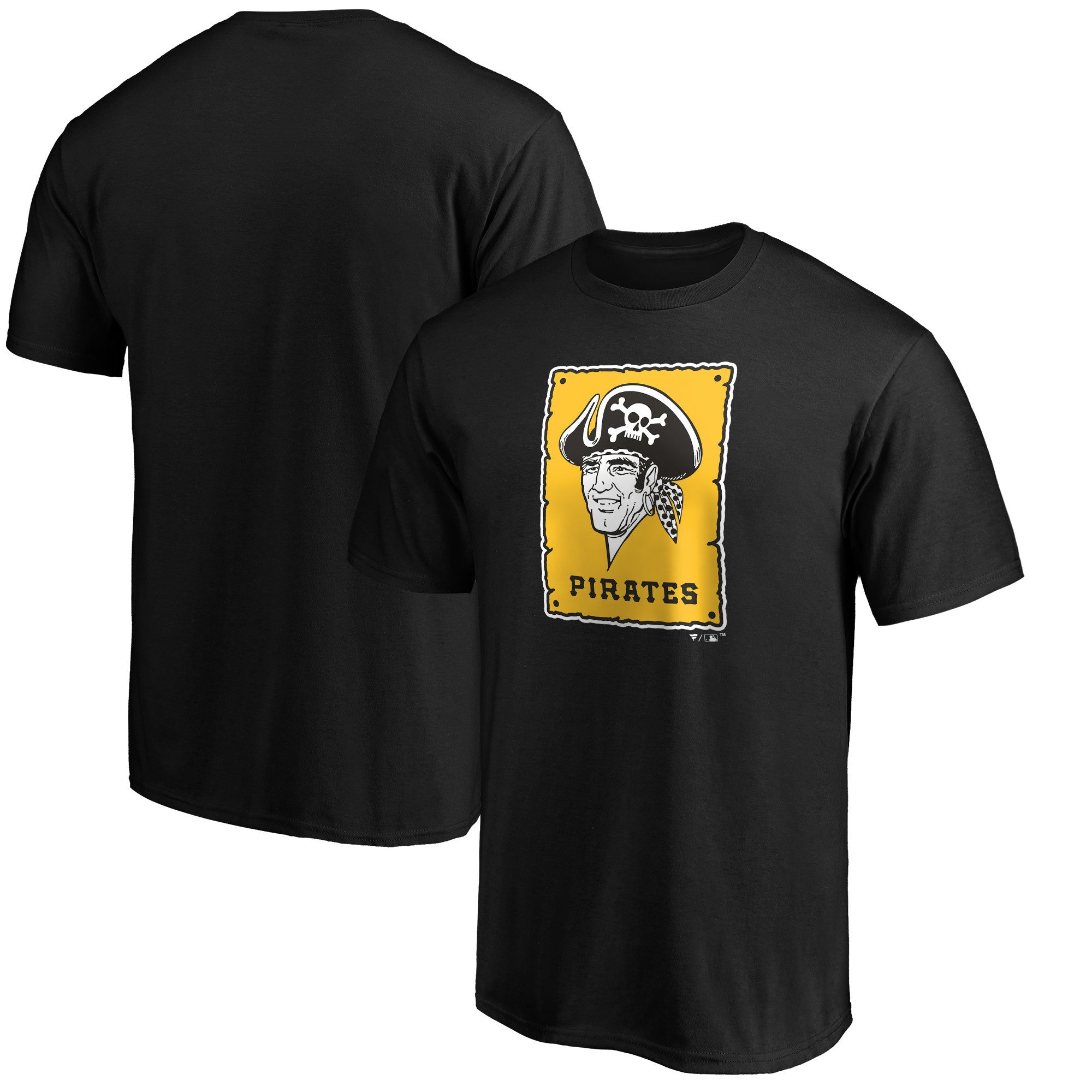 Men's Black Pittsburgh Pirates Cooperstown Collection Forbes Team Logo T-Shirt