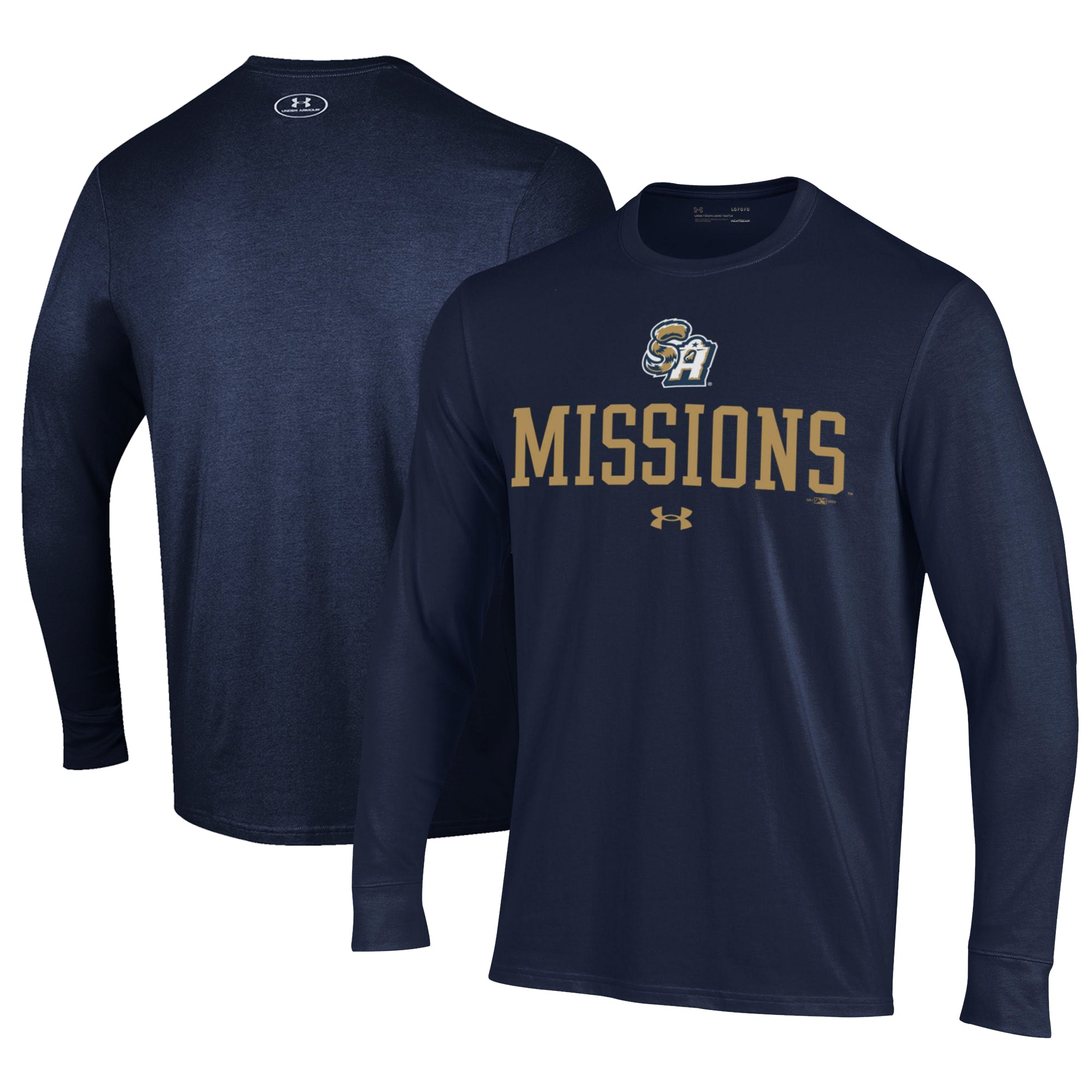 Men's Under Armour Navy San Antonio Missions Performance Long Sleeve T-Shirt