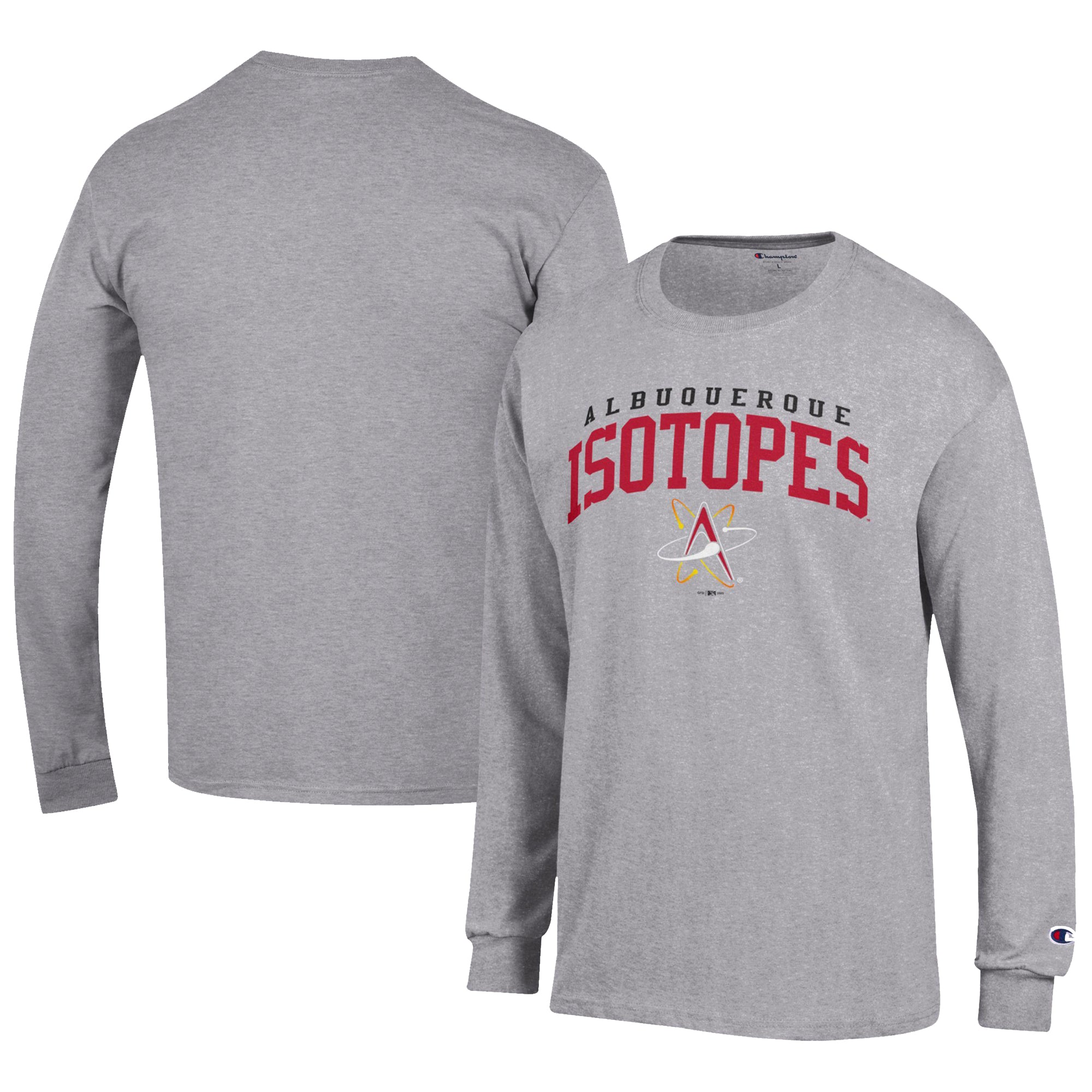 Men's Champion Gray Albuquerque Isotopes Jersey Long Sleeve T-Shirt