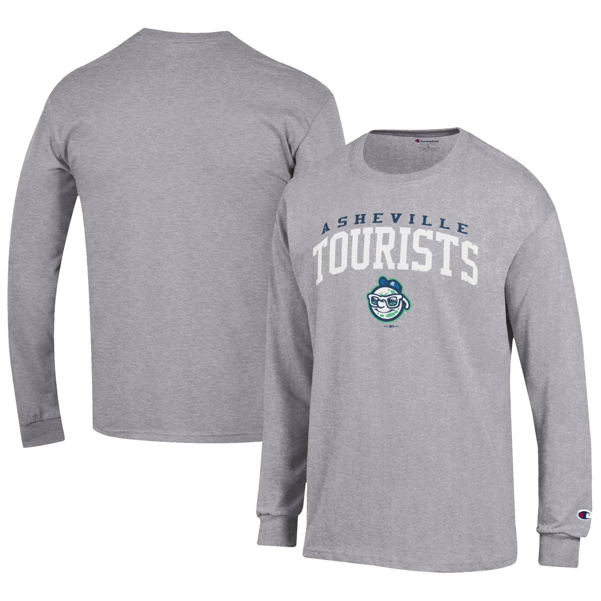 Men's Champion Gray Asheville Tourists Jersey Long Sleeve T-Shirt