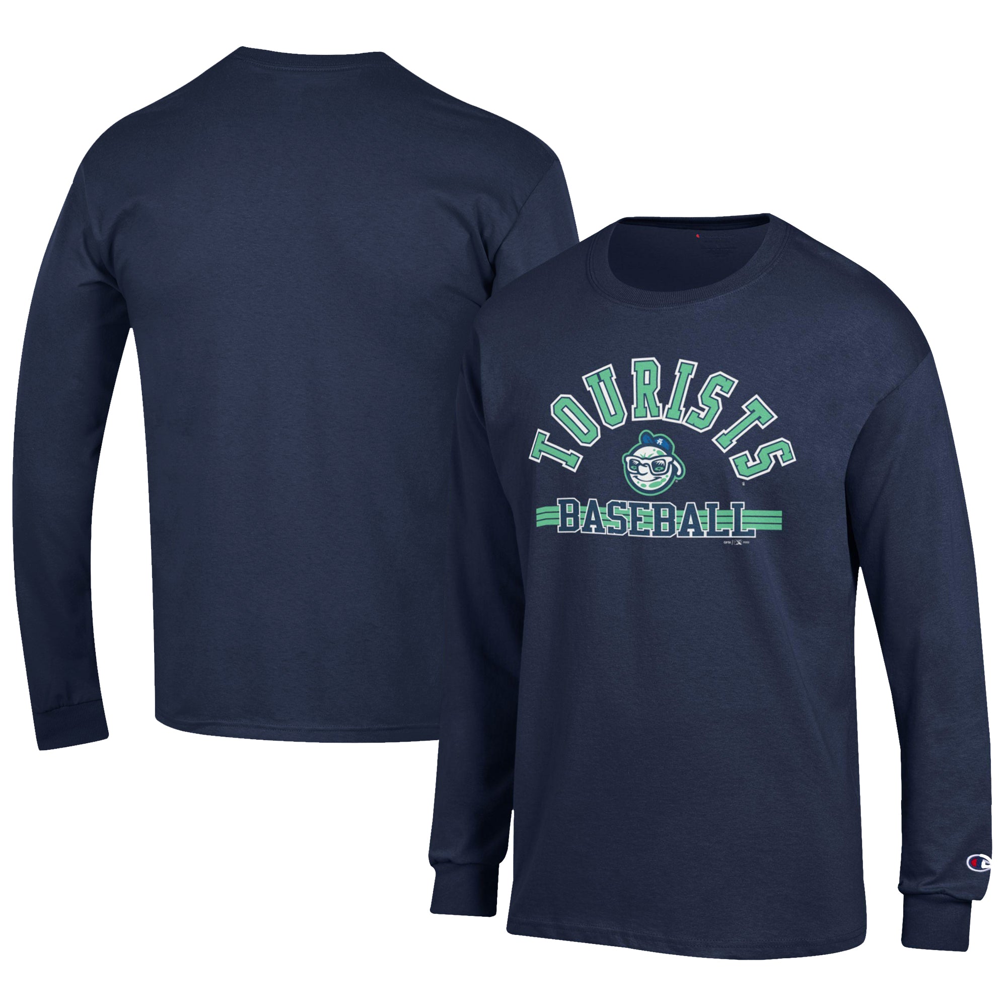 Men's Champion Navy Asheville Tourists Jersey Long Sleeve T-Shirt