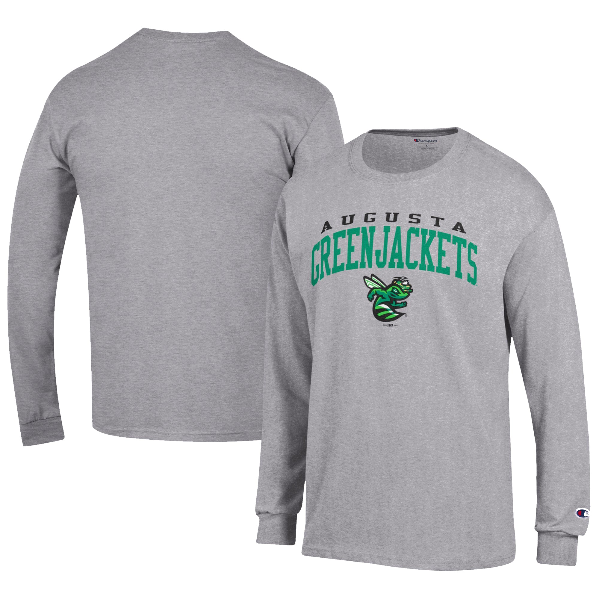 Men's Champion Gray Augusta GreenJackets Jersey Long Sleeve T-Shirt