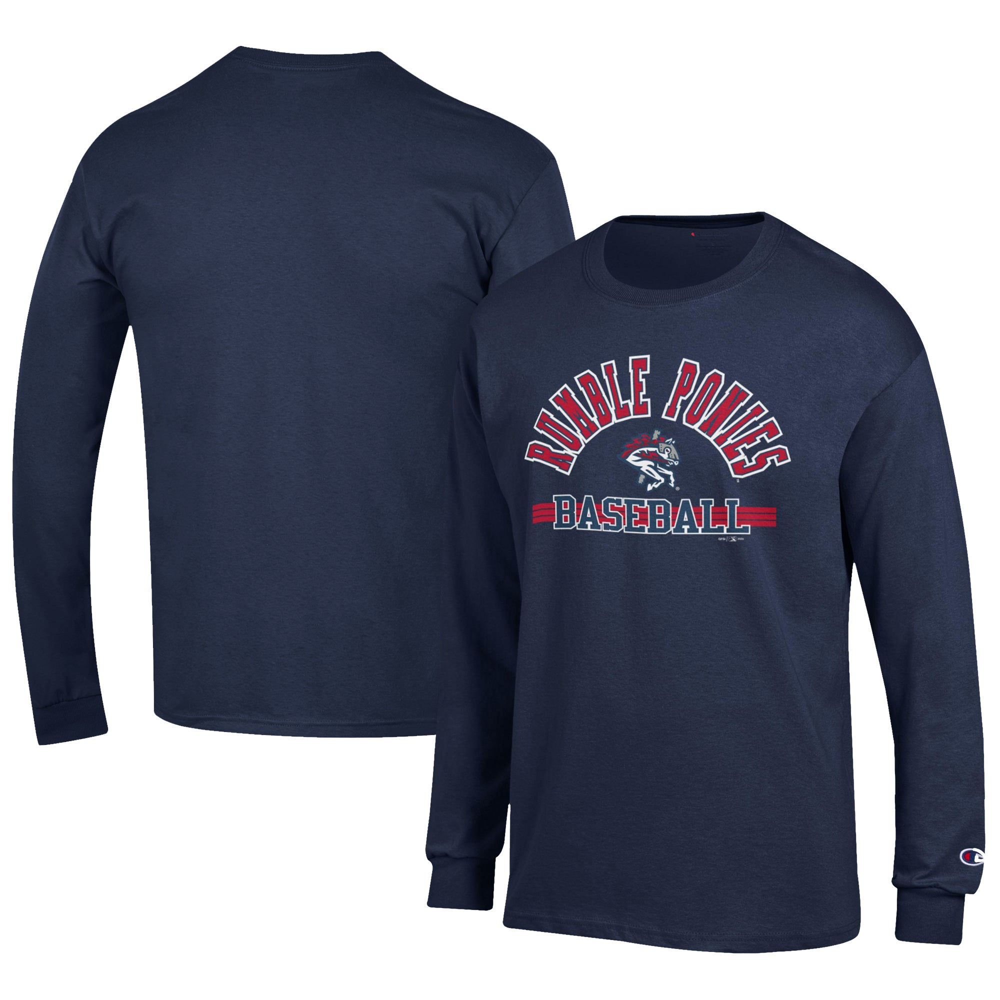 Men's Champion Navy Binghamton Rumble Ponies Jersey Long Sleeve T-Shirt