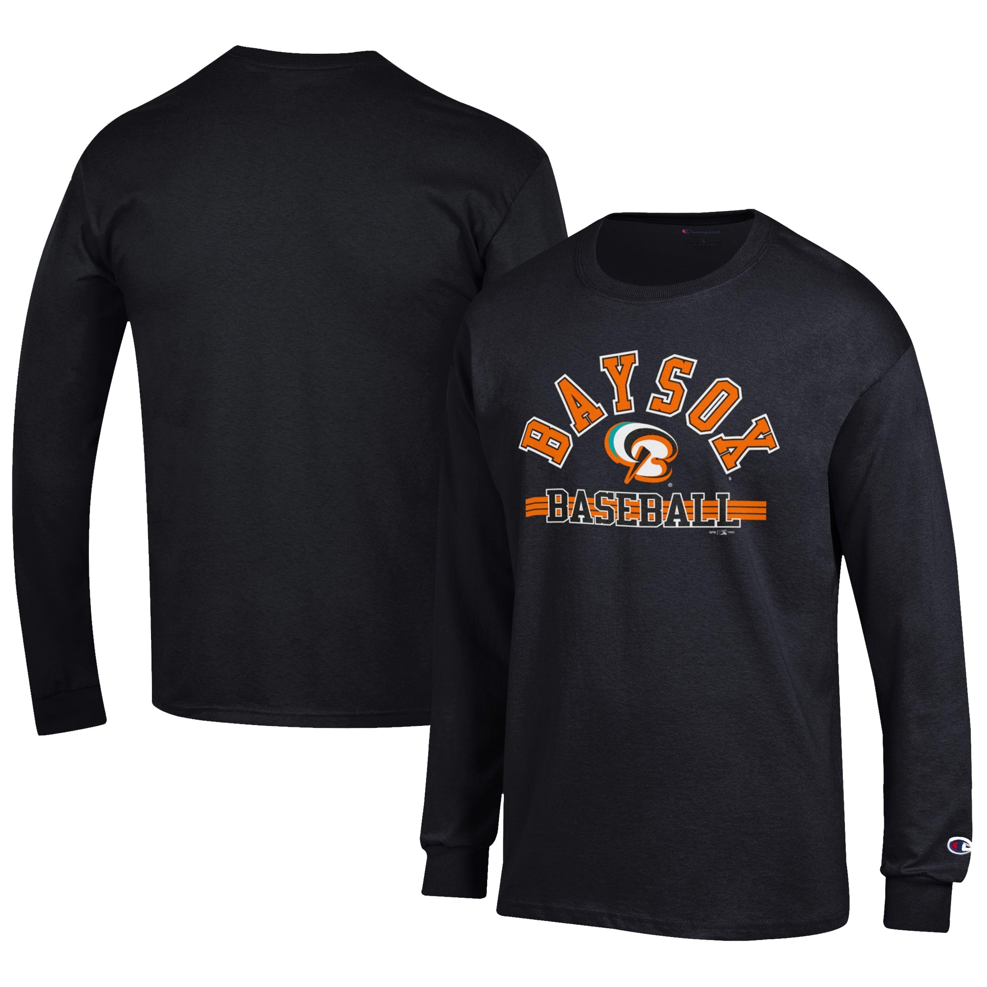 Men's Champion Black Bowie Baysox Jersey Long Sleeve T-Shirt