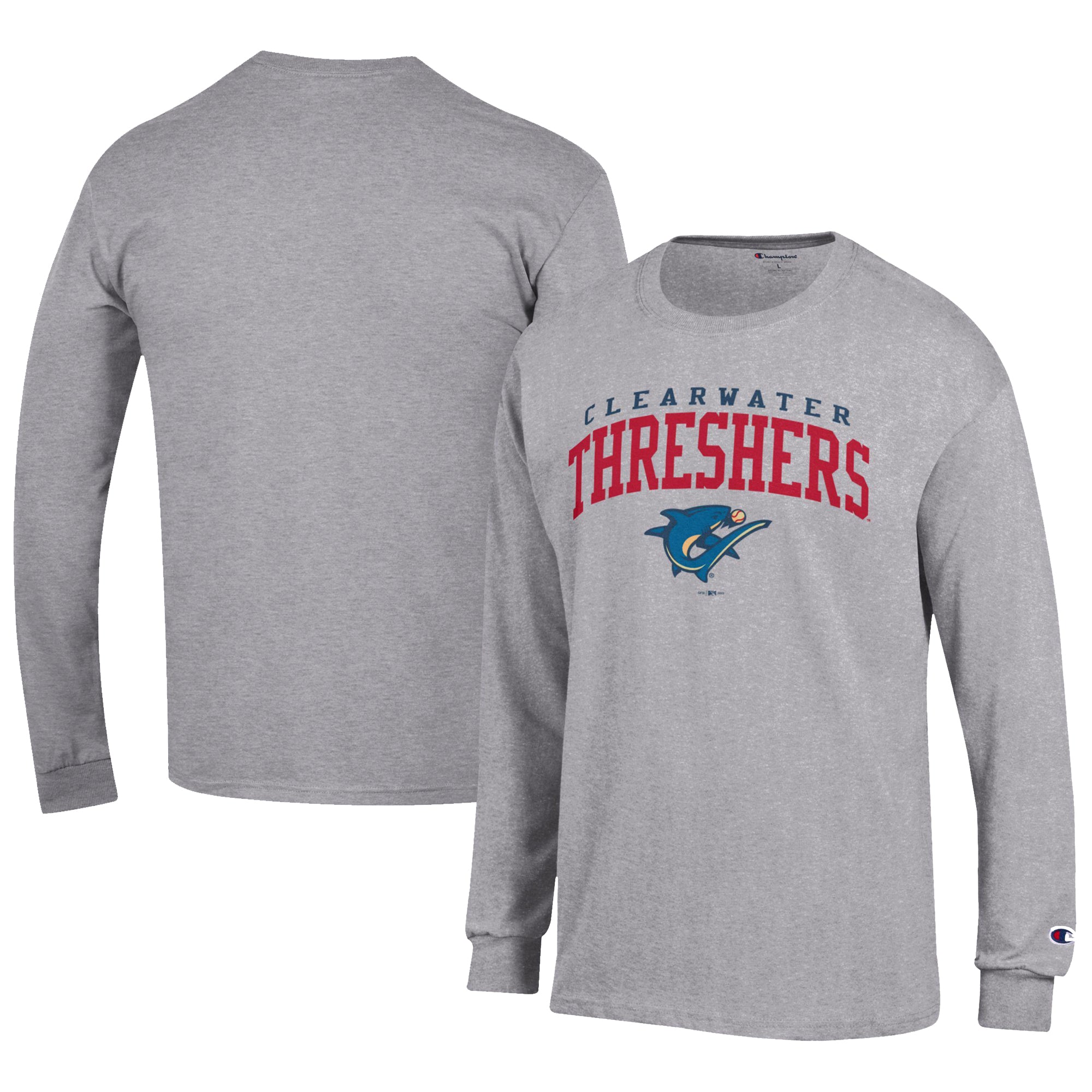 Men's Champion Gray Clearwater Threshers Jersey Long Sleeve T-Shirt