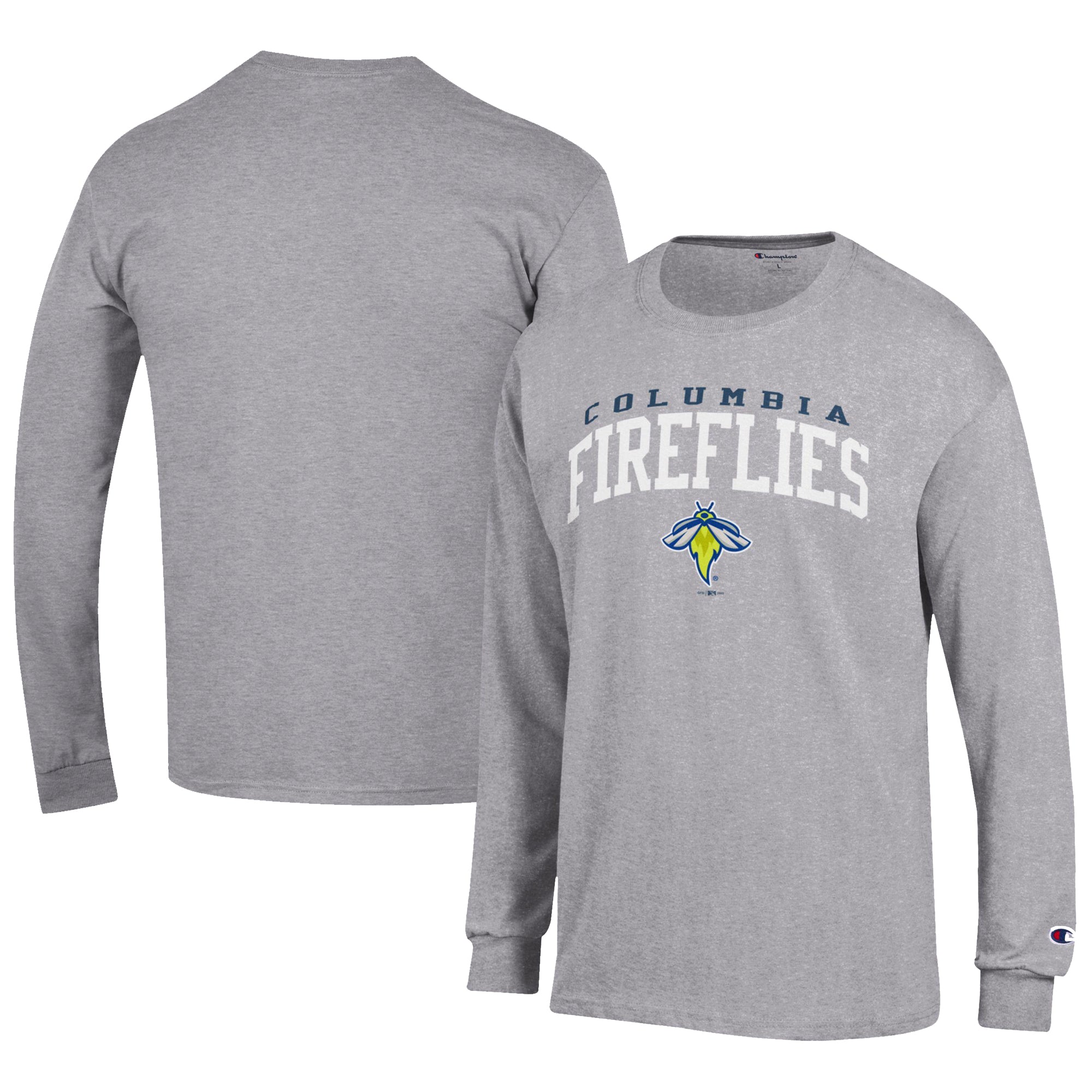 Men's Champion Gray Columbia Fireflies Jersey Long Sleeve T-Shirt